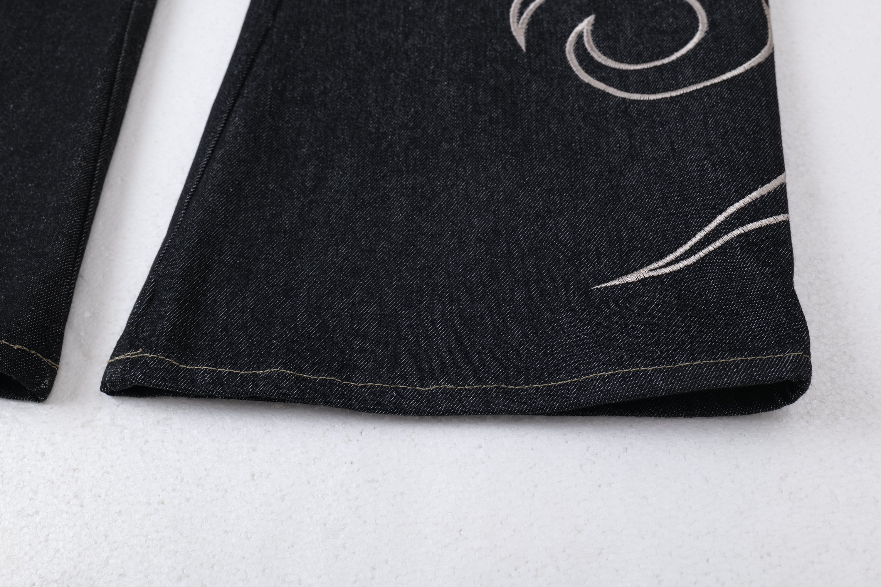 Tribal Embroidered Balloon Jeans | Wide Leg Dark Denim