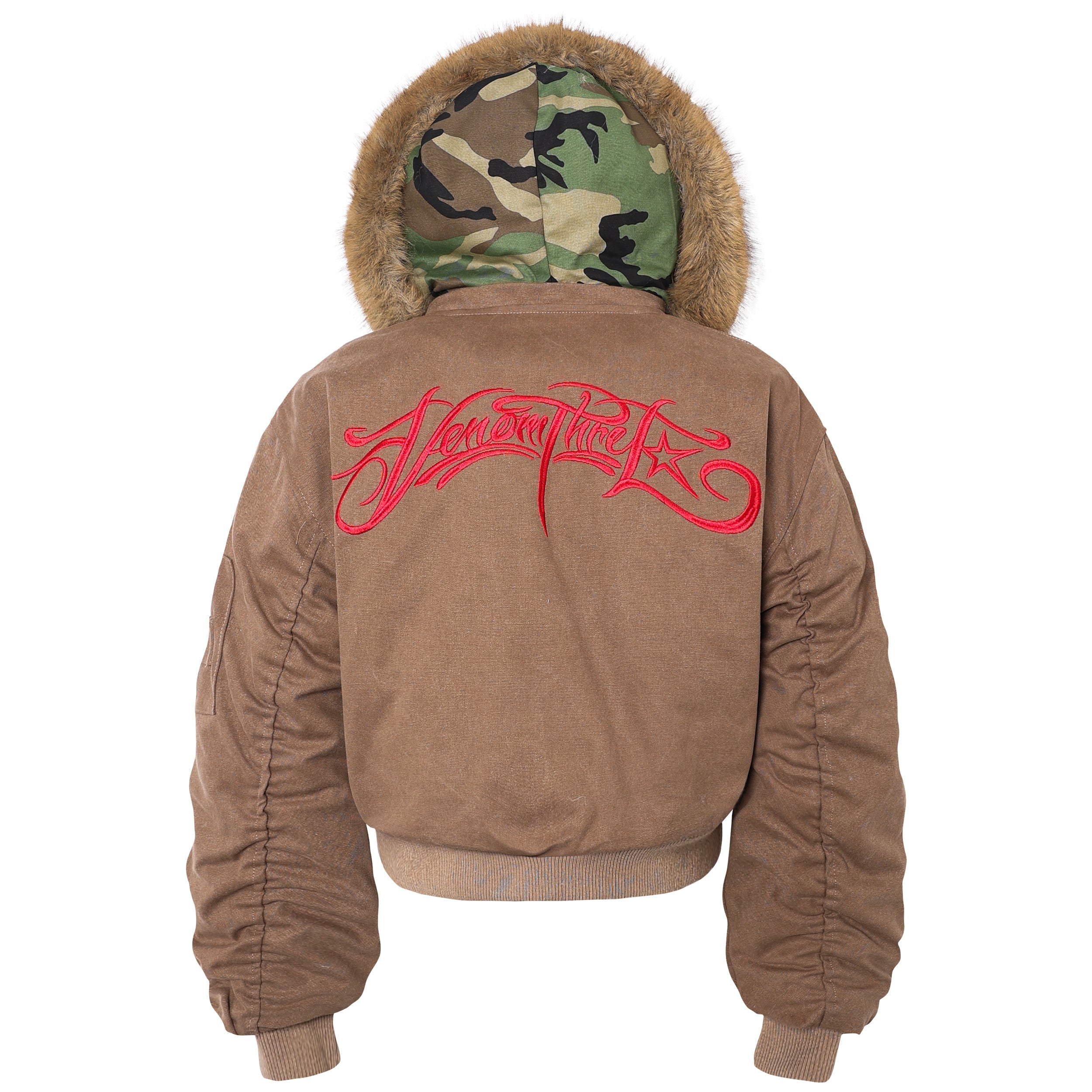 Omirad Fur-Trim Hooded Embroidered Bomber Jacket