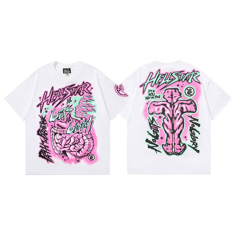 Hellstar No Guts No Glory 셔츠-250GSM Cotton White Hellstar 티셔츠 해부학 그래픽 및 Paradise Design로가는 길