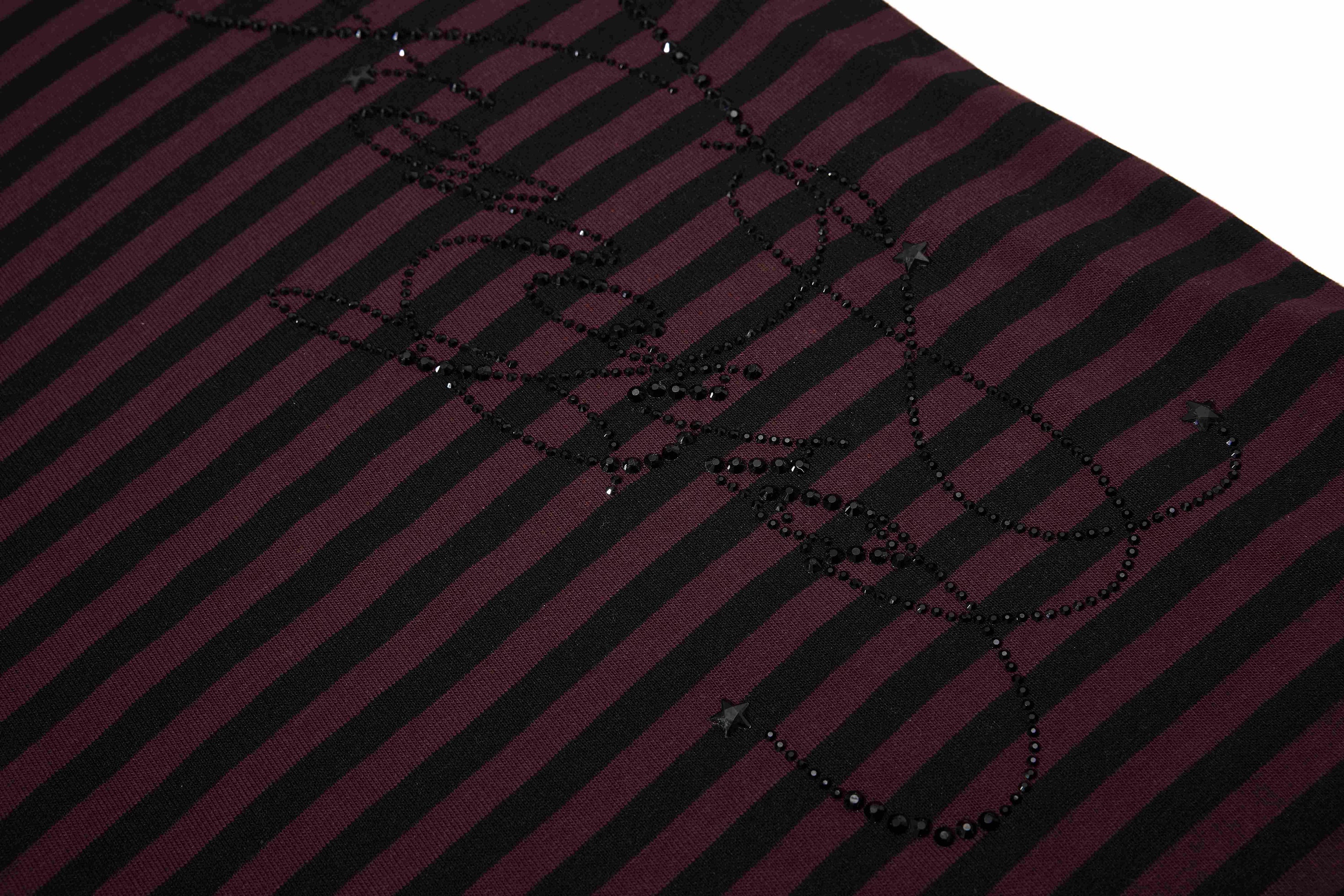 Omirad Rhinestone Stripe Tee | Gothic Script Streetwear