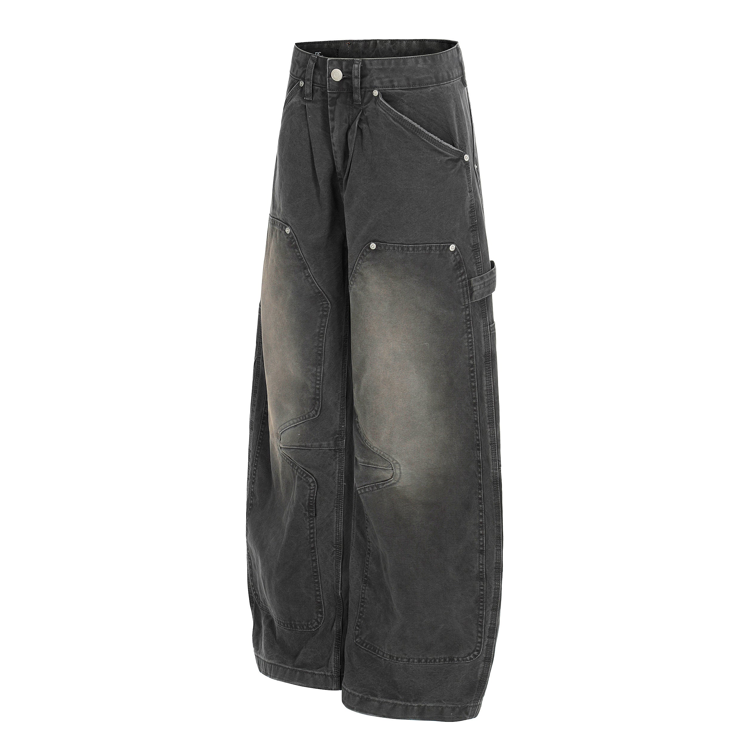 Omirad Washed Utility Wide-Leg Denim Pants | Oversized Cargo