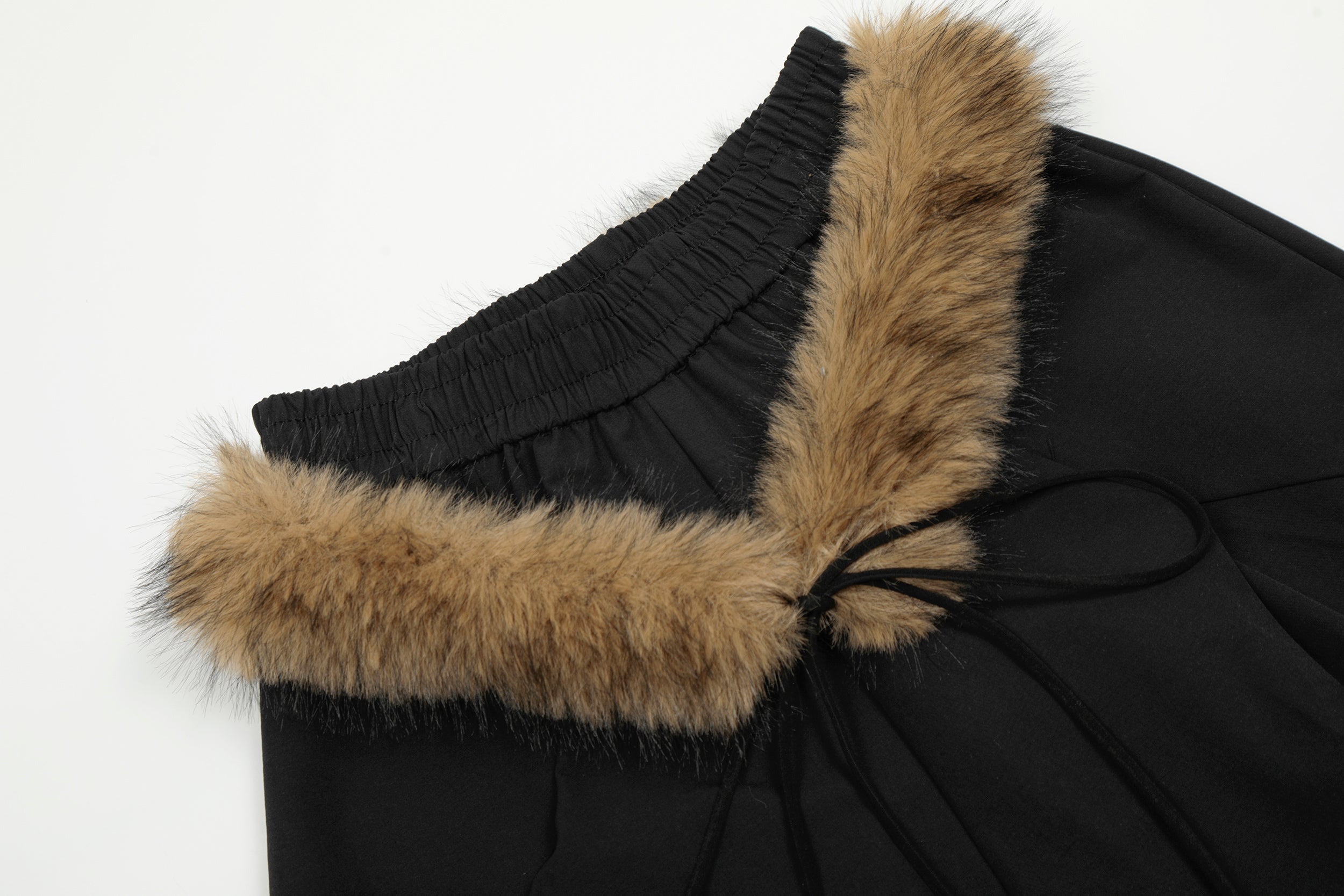 Rhinestone Cross Faux-Fur Wide-Leg Pants | Streetwear