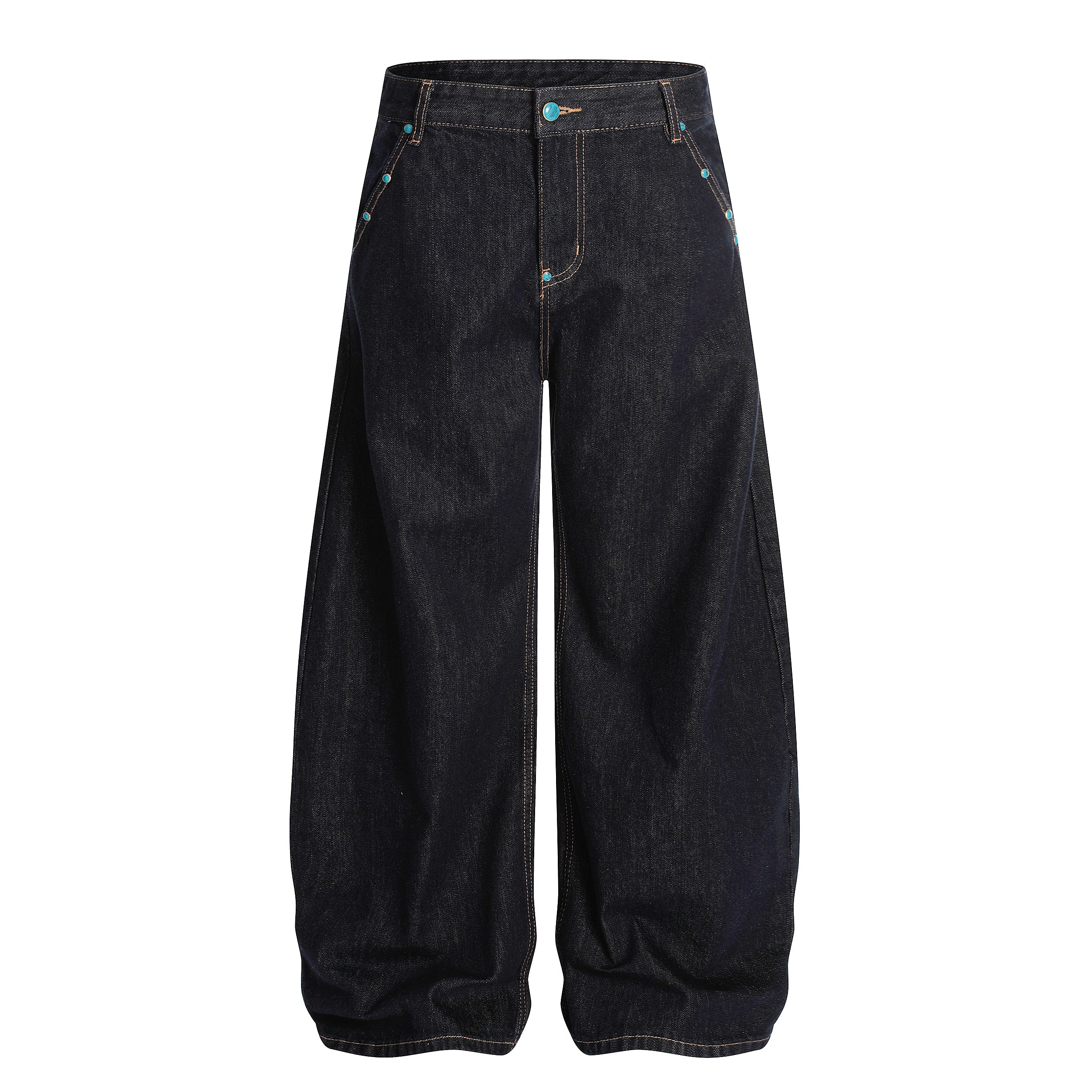 Omirad Studded Dark-Wash Wide-Leg Jeans | SEAKOFF
