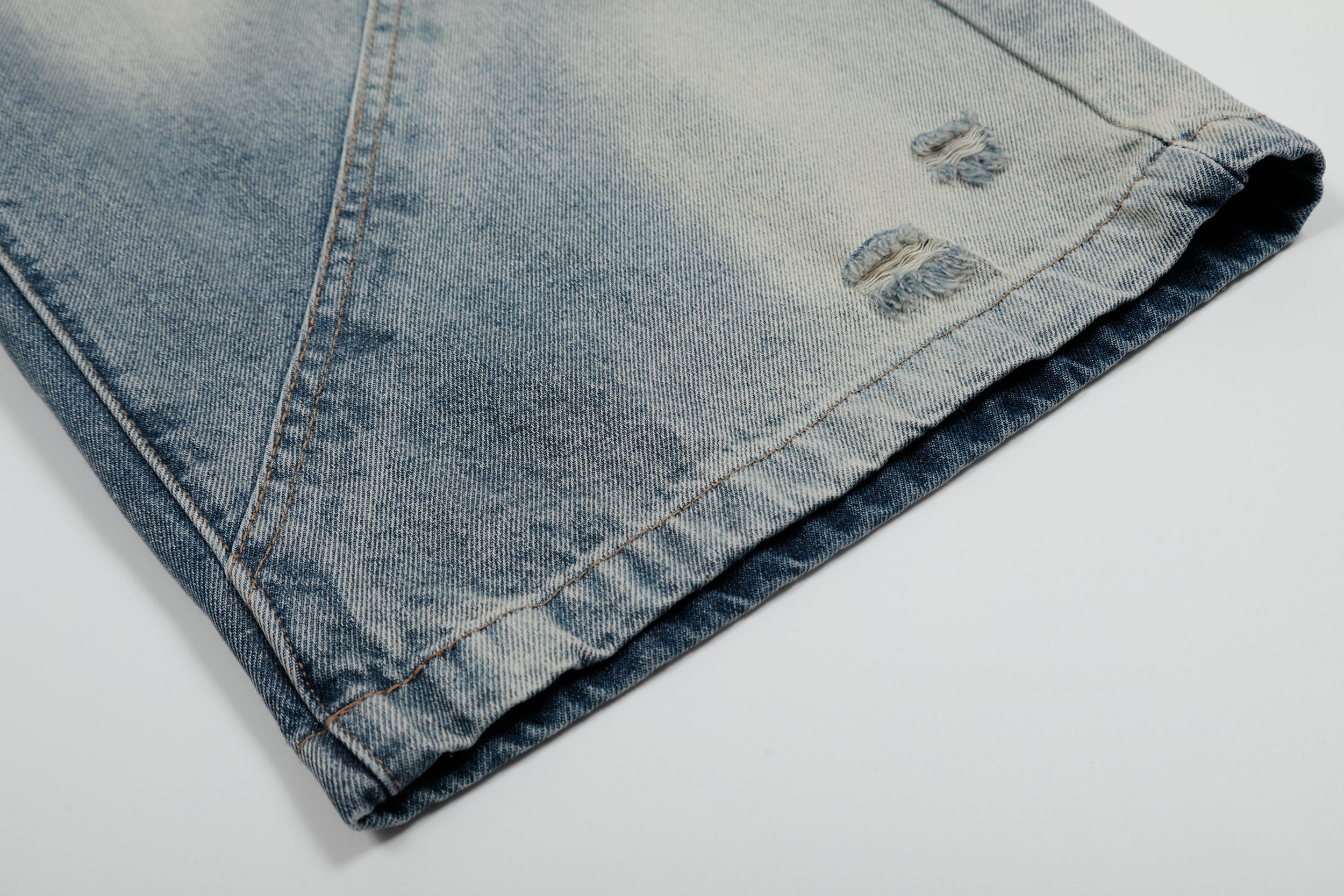 Omirad Bleached Distress Wide-Leg Denim Shorts | 100% Cotton