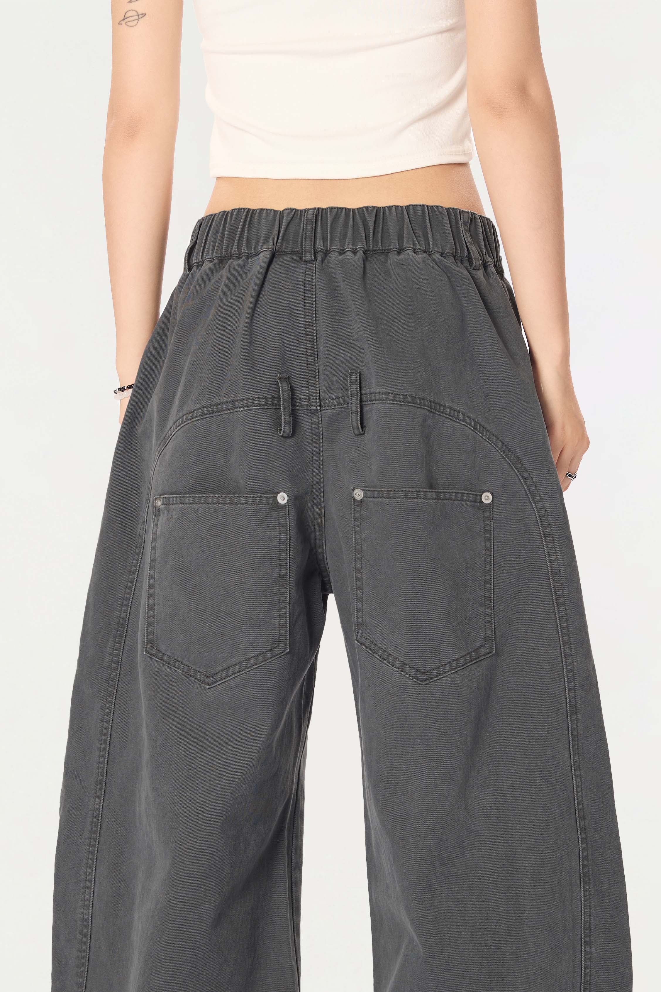 Omirad Vintage Wide-Leg Stacked Barrel Pants | 100% Cotton