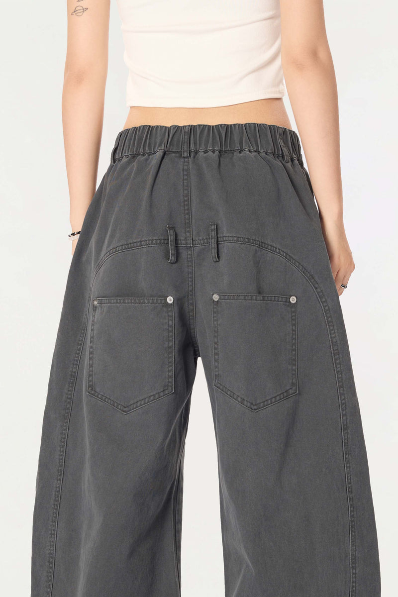 Omirad Vintage Wide-Leg Stacked Barrel Pants | 100% Cotton