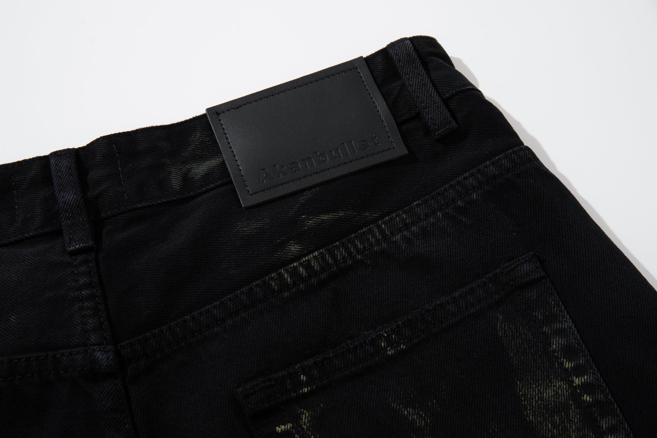 Omirad Paint-Wash Destroyed Wide-Leg Jeans | Black Denim