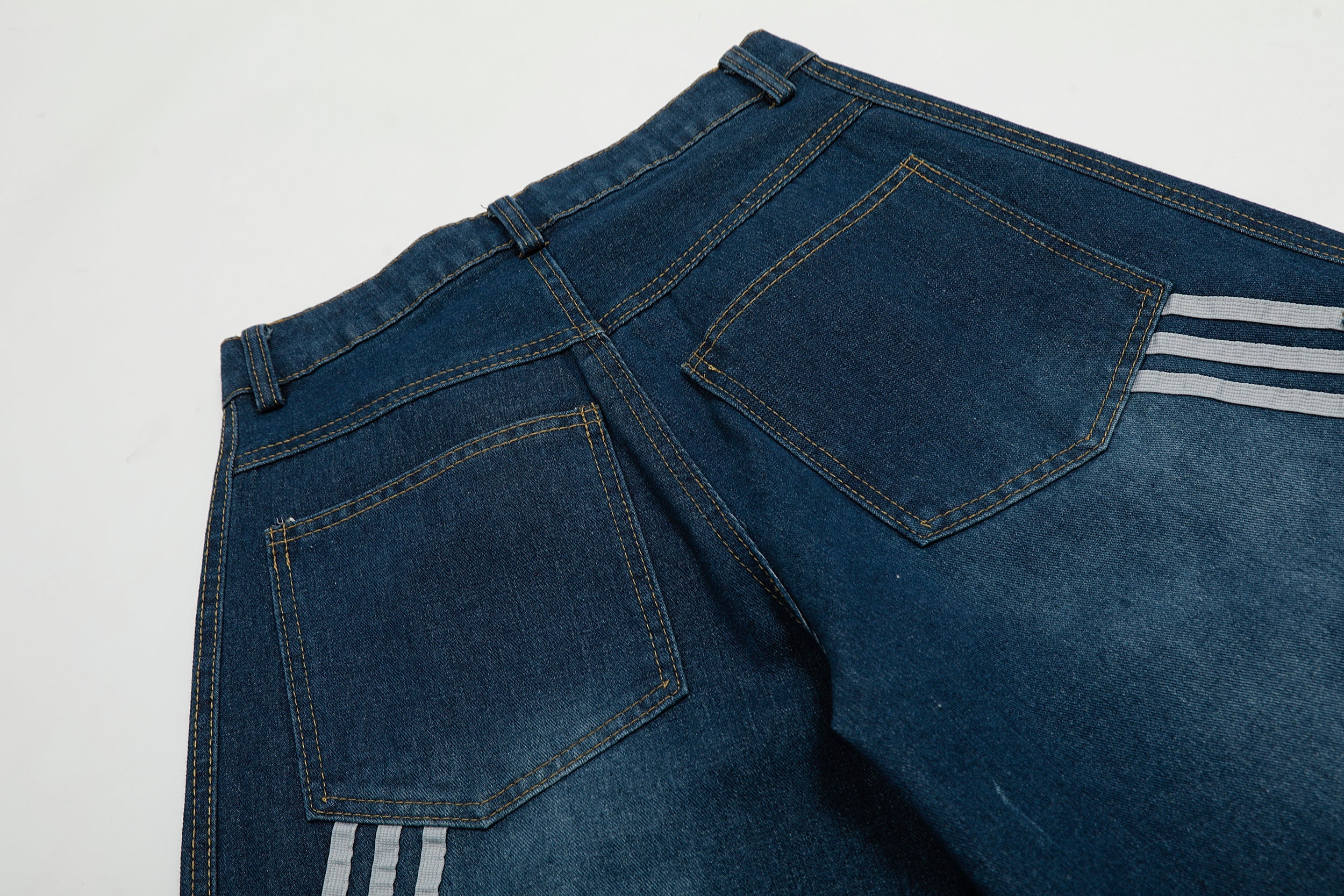 Omirad Stripe Panel Balloon Wide-Leg Denim Pants