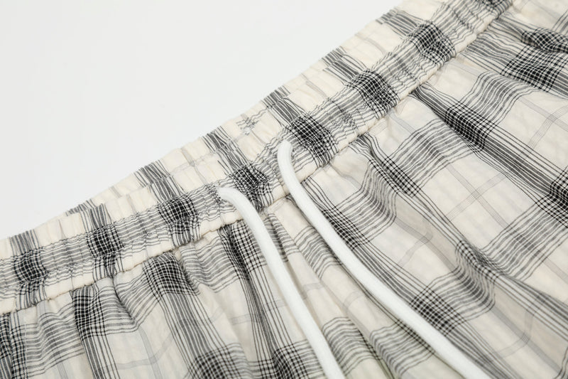 Ruched Plaid Wide-Leg Pants | Oversized Streetwear Bottoms
