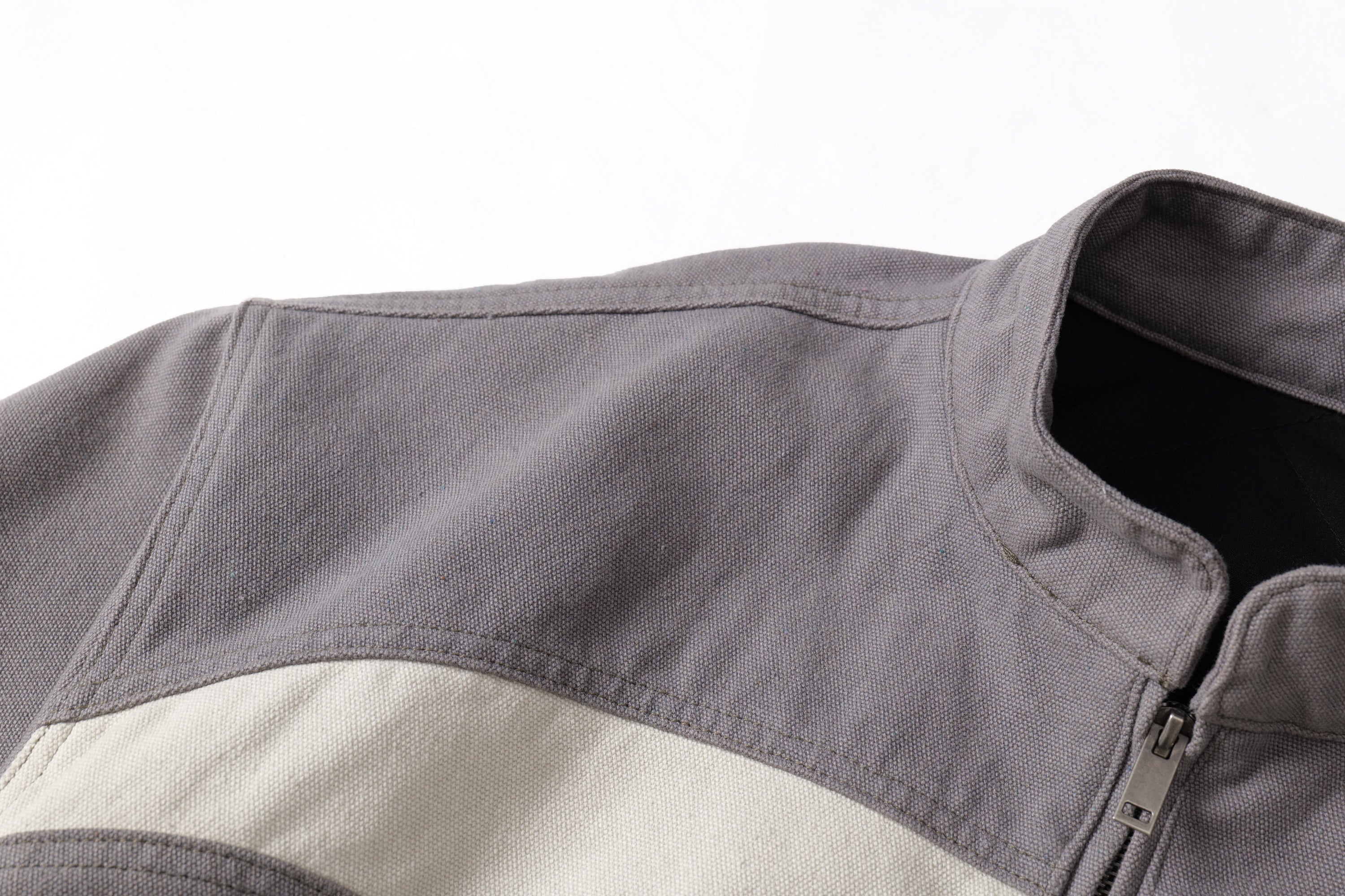 Two-Tone Curved Panel Bomber Jacket | Relaxed Street Fit