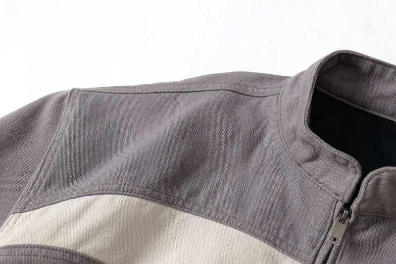 Two-Tone Curved Panel Bomber Jacket | Relaxed Street Fit