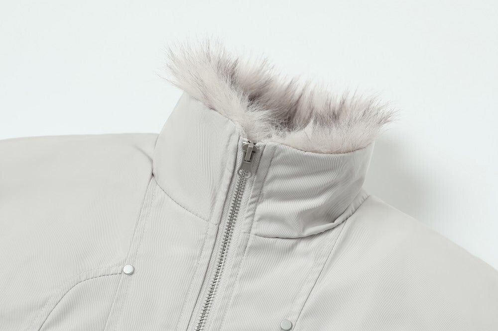 Faux Fur Lined Bomber Jacket | Oversized Winter Utility Coat
