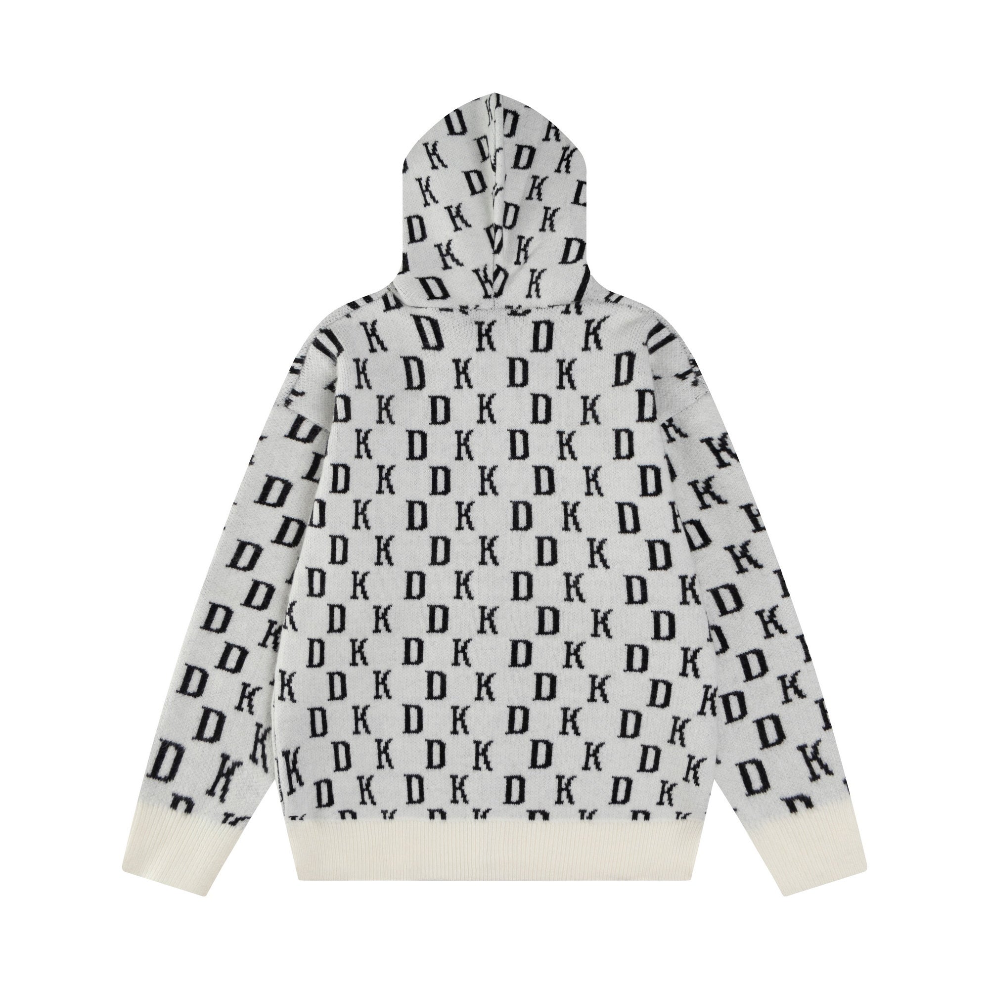 DK Allover Monogram Knit Zip Hoodie | Gothic Cross Embroidery