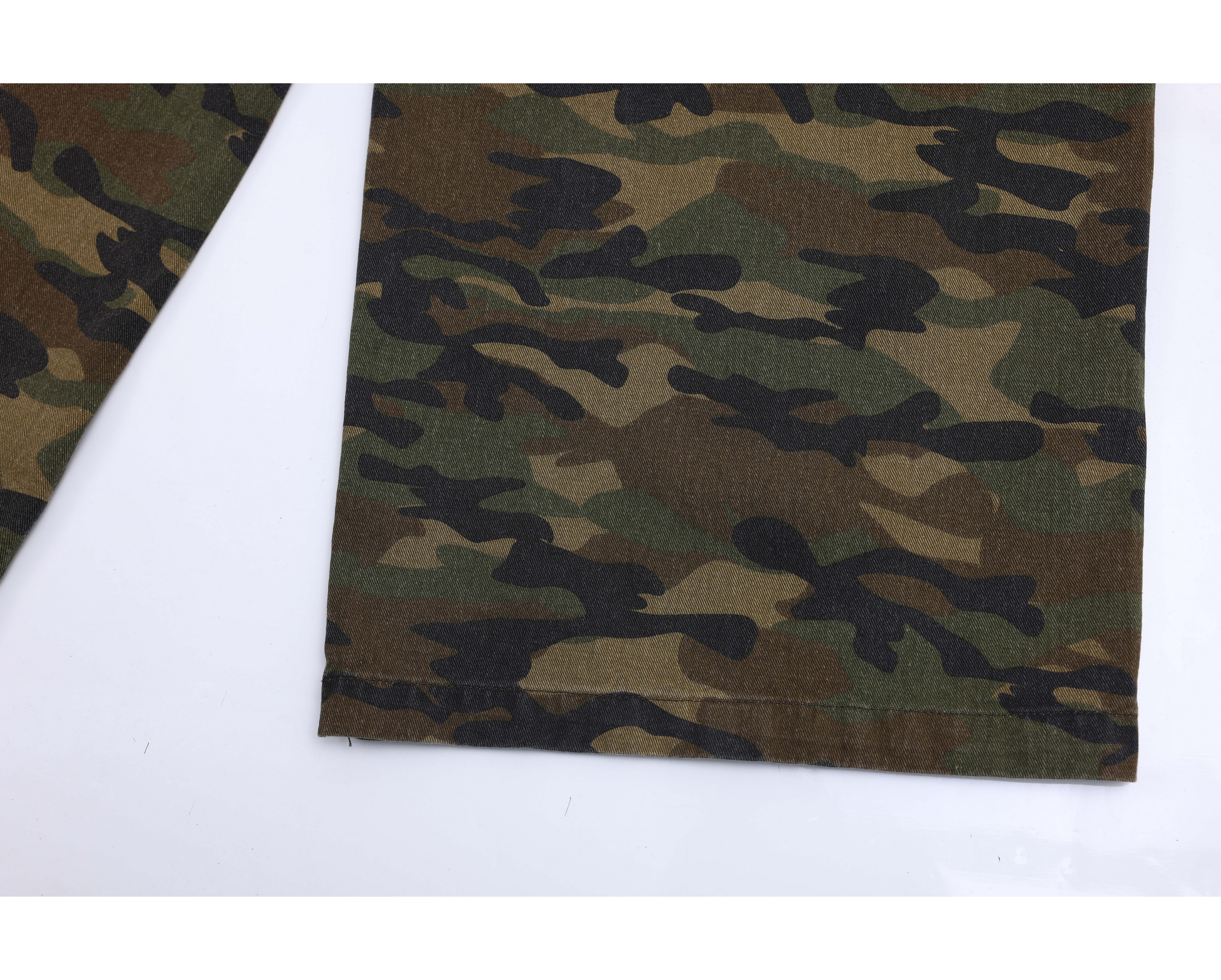 Men's Camo Wide-Leg Cargo Pants | 100% Cotton Streetwear