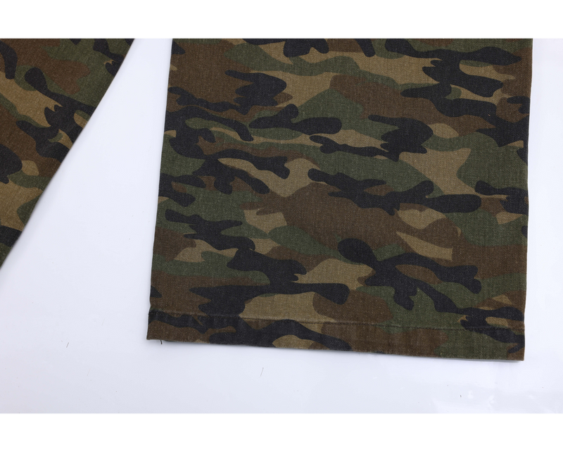 Men's Camo Wide-Leg Cargo Pants | 100% Cotton Streetwear