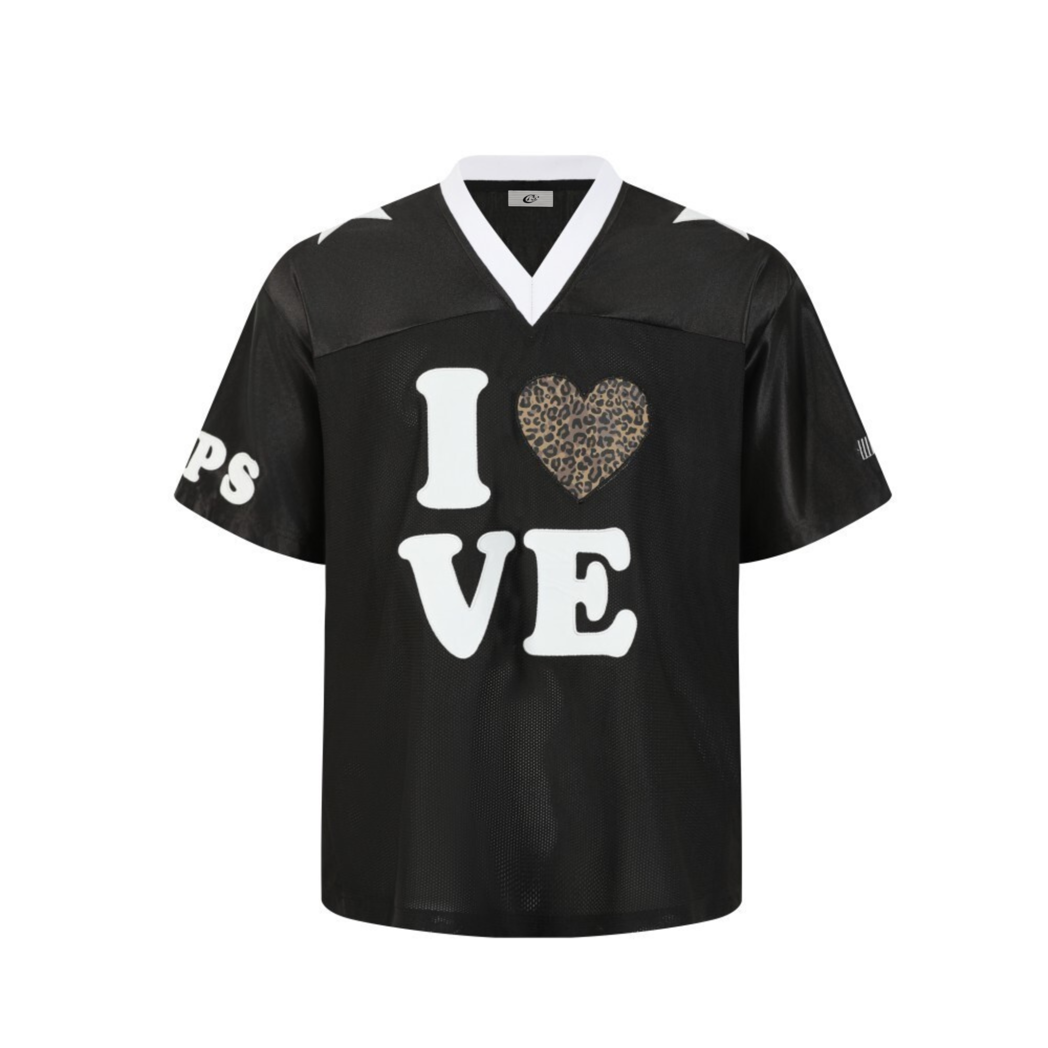 Leopard Heart Varsity Mesh Jersey | I Love Graphic Football Tee
