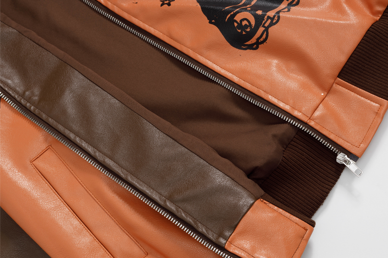Anime Graphic PU Leather Varsity Bomber Jacket | Y2K Streetwear