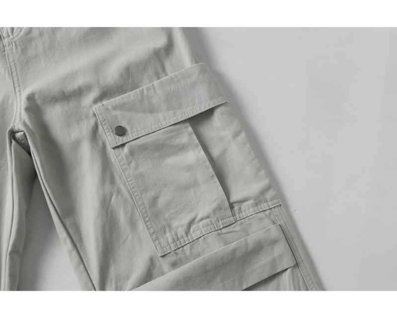 Wide-Leg Multi-Pocket Cargo Pants with Adjustable Hem
