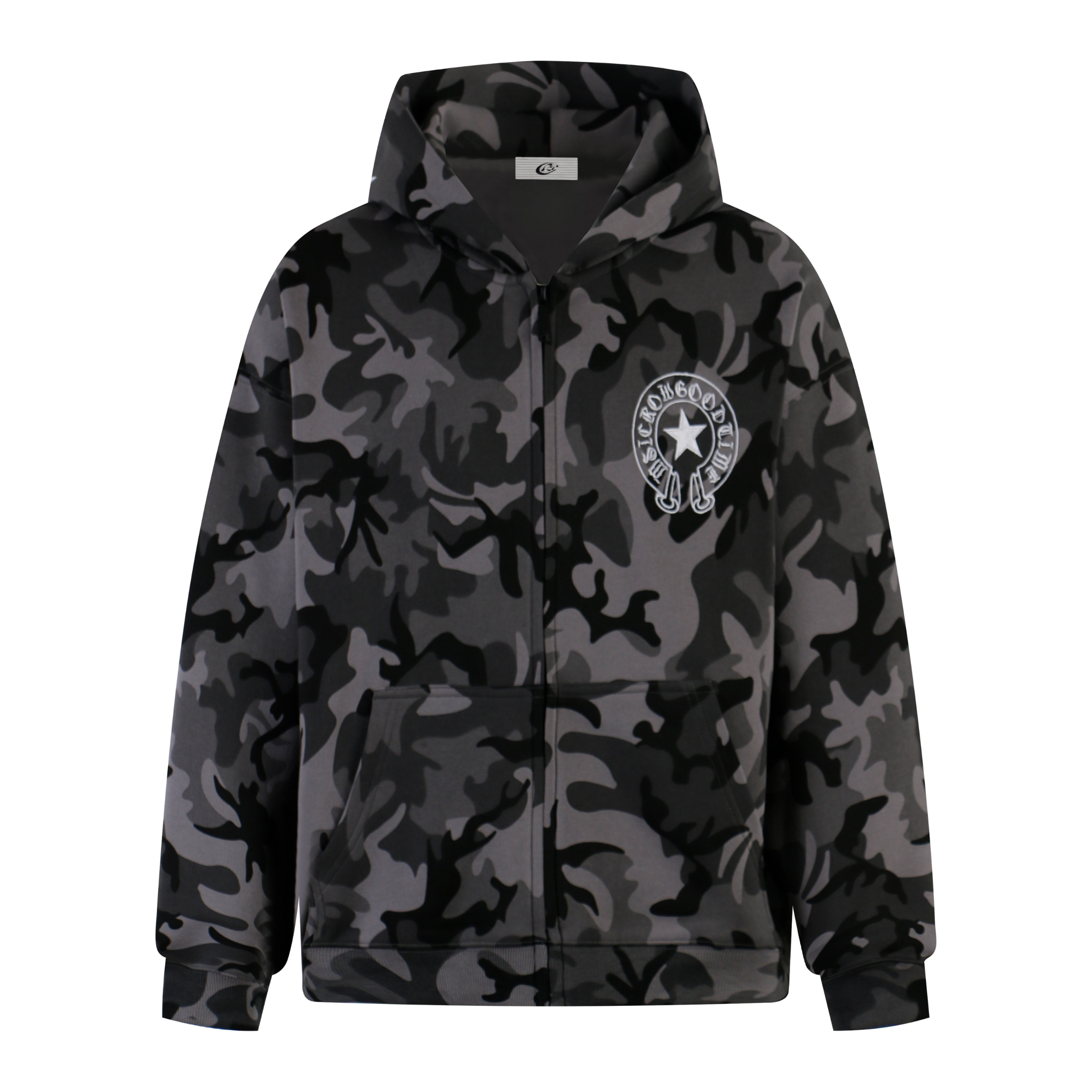 Camo Flag Zip-Up Hoodie | Streetwear Americana Hoodie