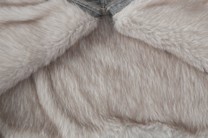 Fleece-Lined Cable Knit Zip Jacket | Faux Fur Collar
