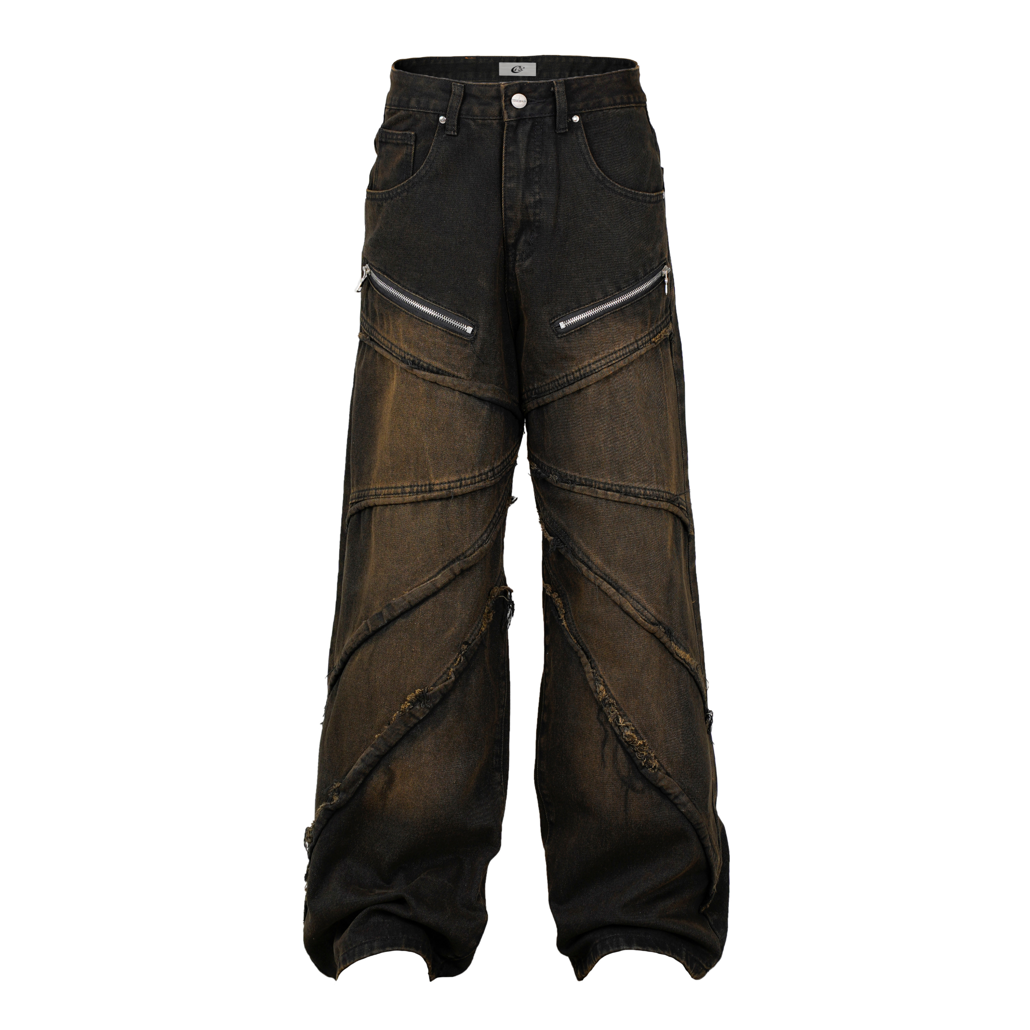 Spiral-Tear Grunge Wide-Leg Denim Jeans | Distressed Streetwear