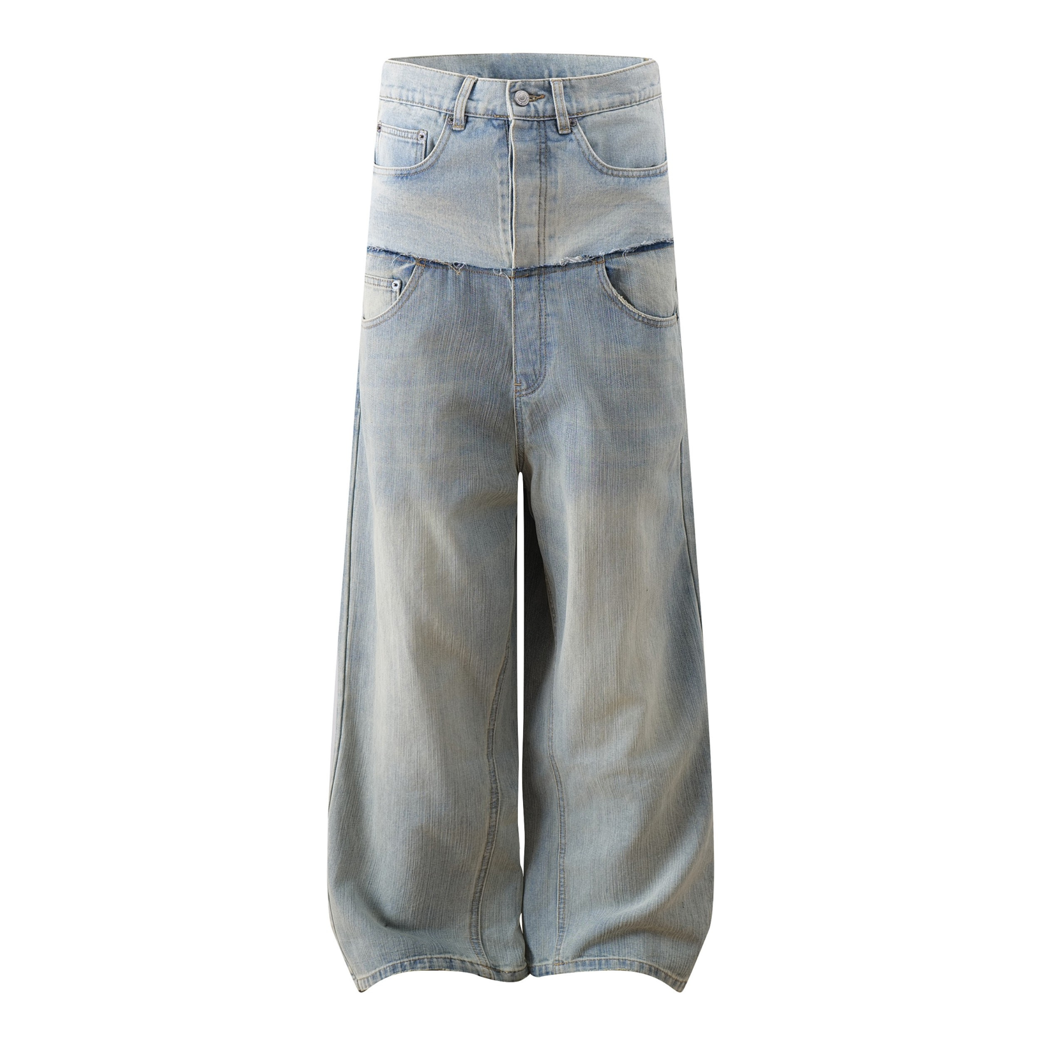 Omirad Two-Tone Washed Balloon Wide-Leg Jeans