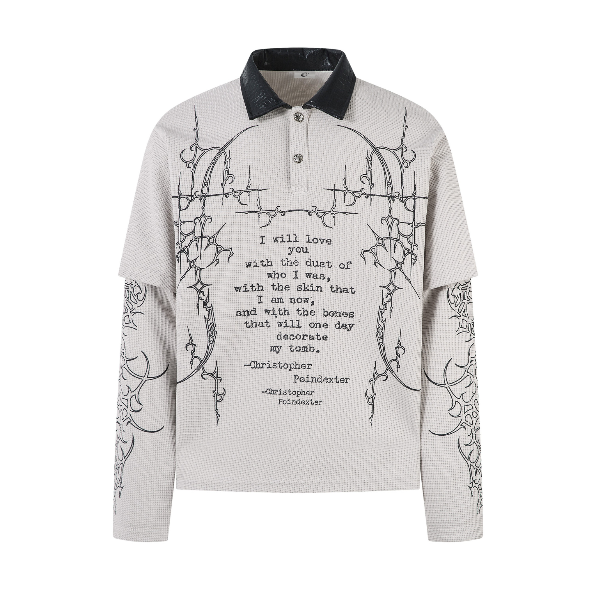 Omirad Barbed Poetry Layered Long Sleeve Polo Shirt