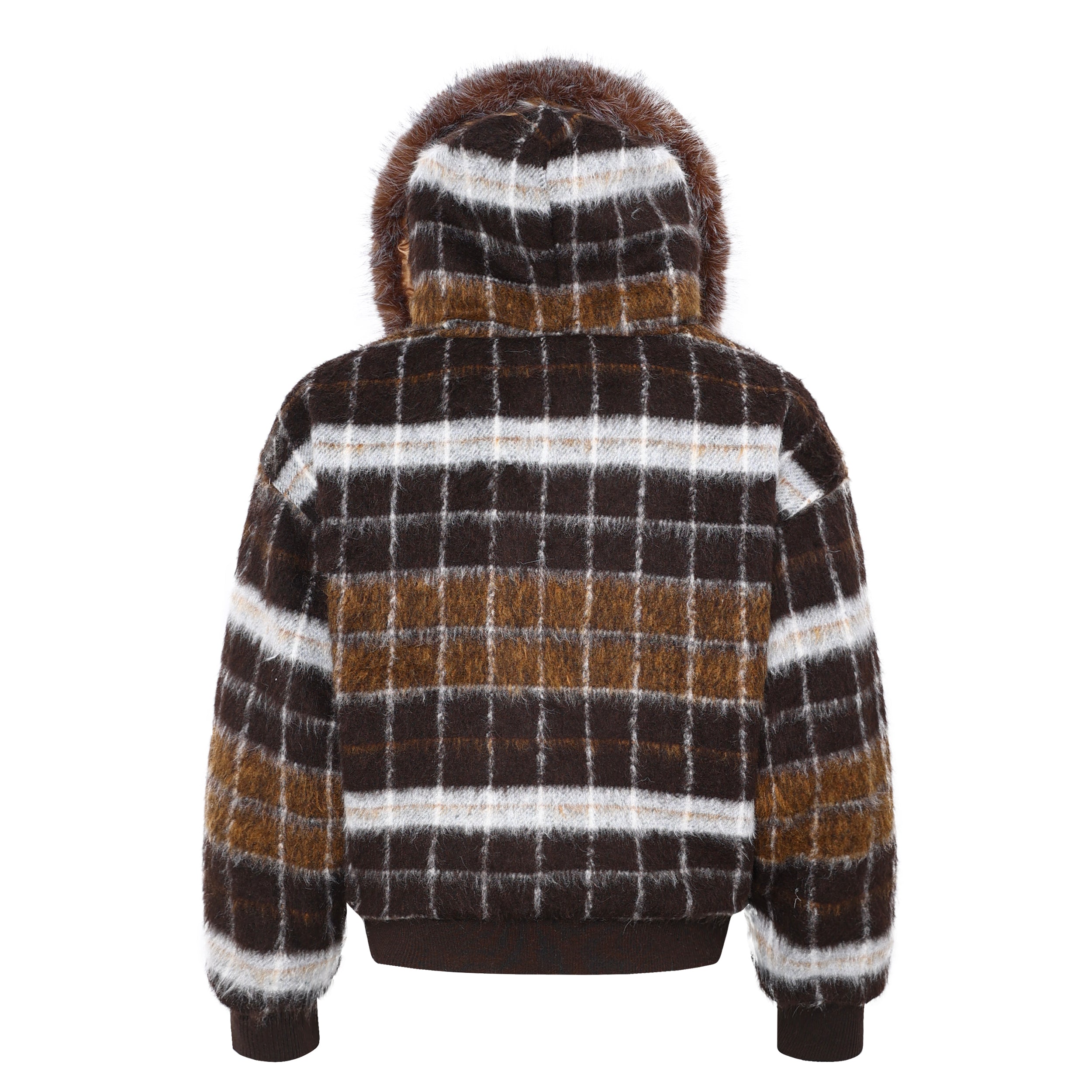 Omirad Fur-Hood Plaid Bomber Jacket | Winter Streetwear