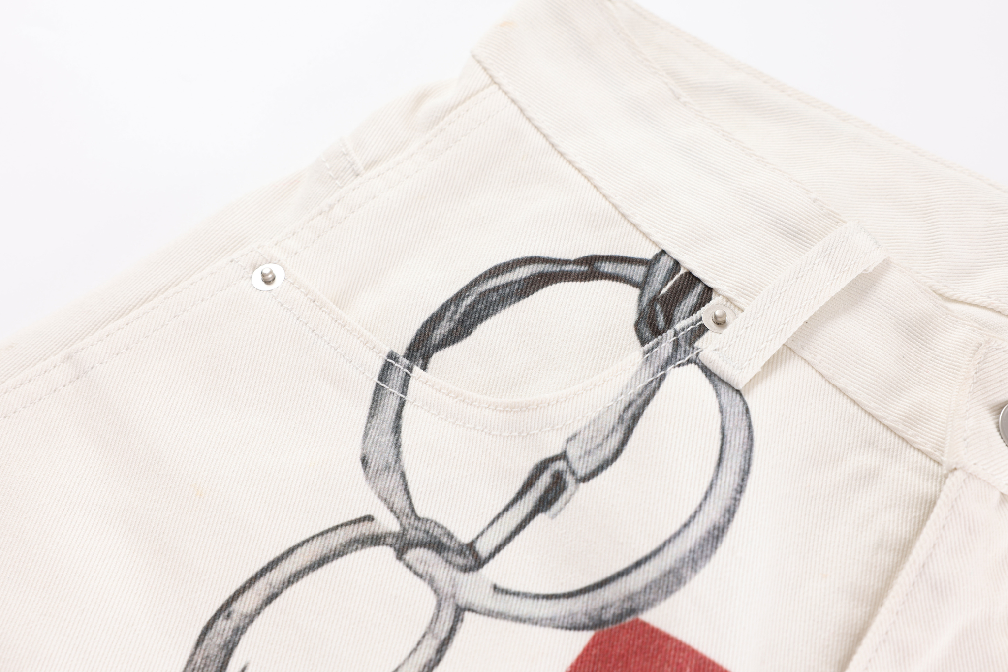 Omirad Chain Print Cross Barrel Jeans | Avant-Garde Streetwear