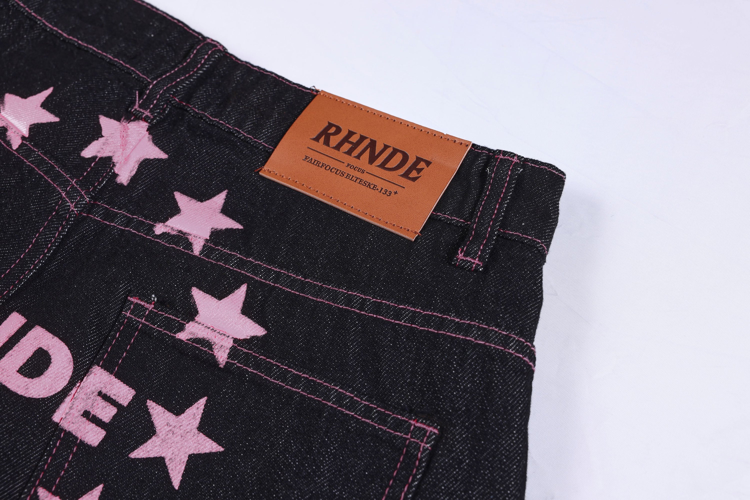 RHNDE Double Waist Star Embroidery Wide-Leg Denim Pants