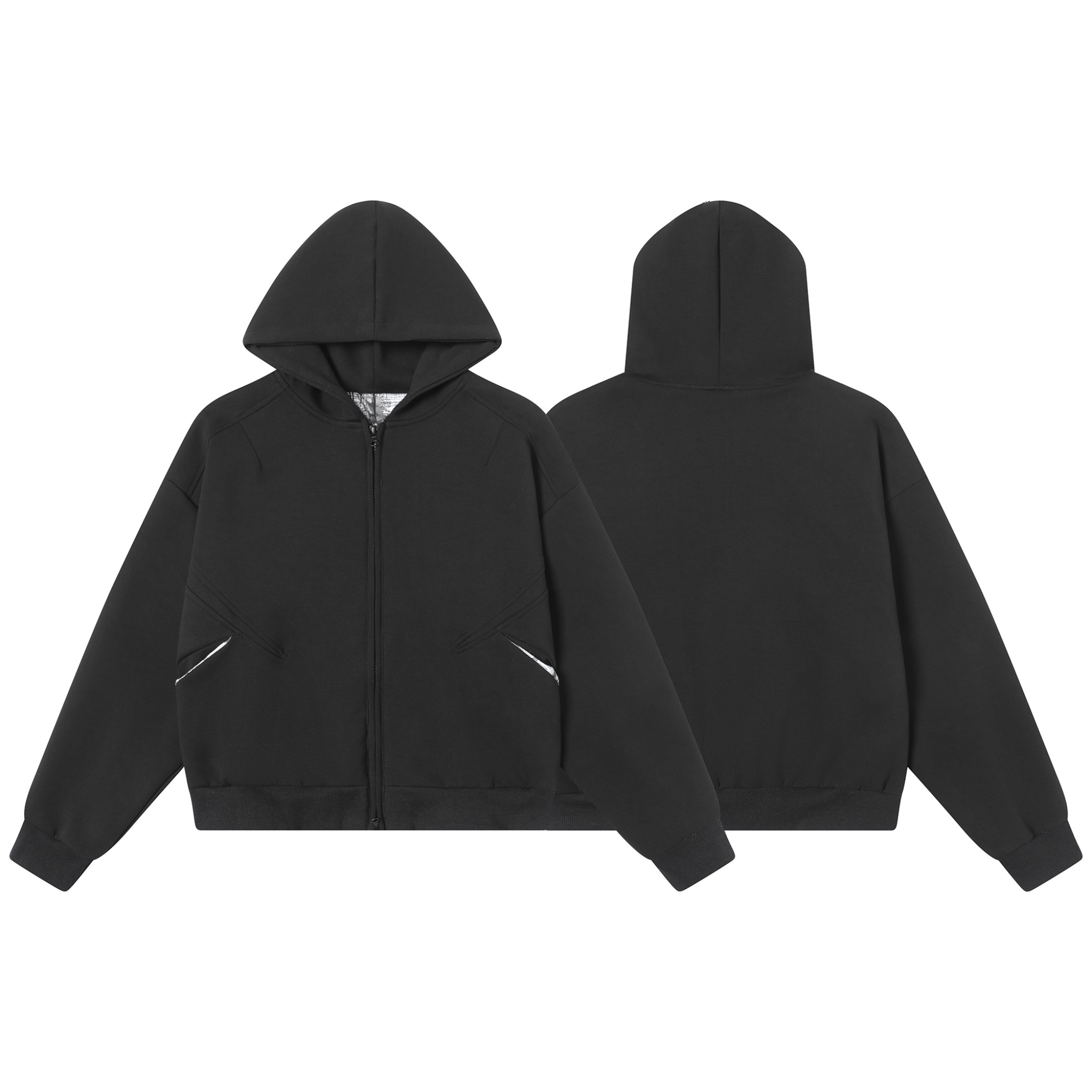 Omirad Structured Panel Zip-Up Hoodie | Minimalist Streetwear