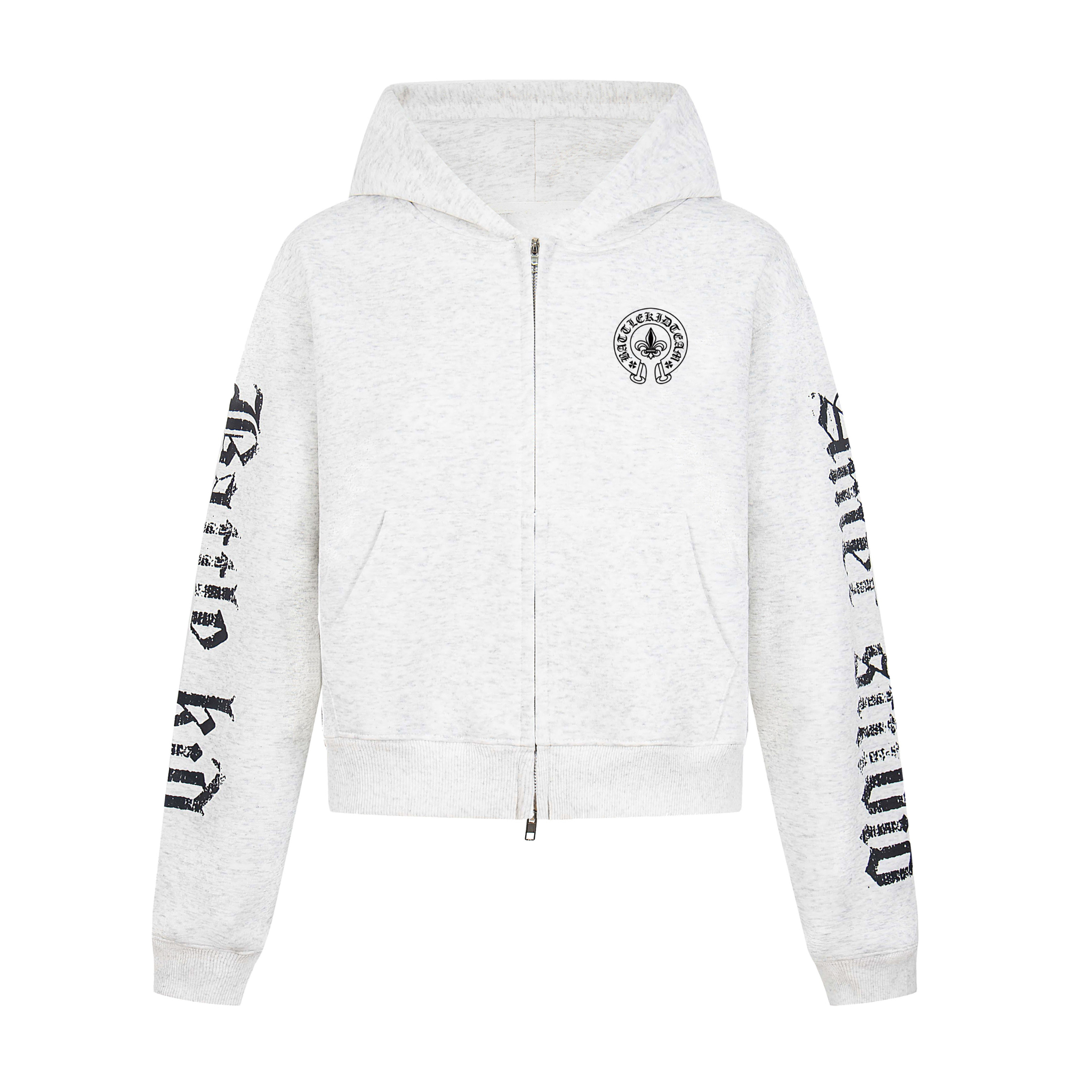 Gothic Letter Zip-Up Hoodie | Streetwear Crest Graphic