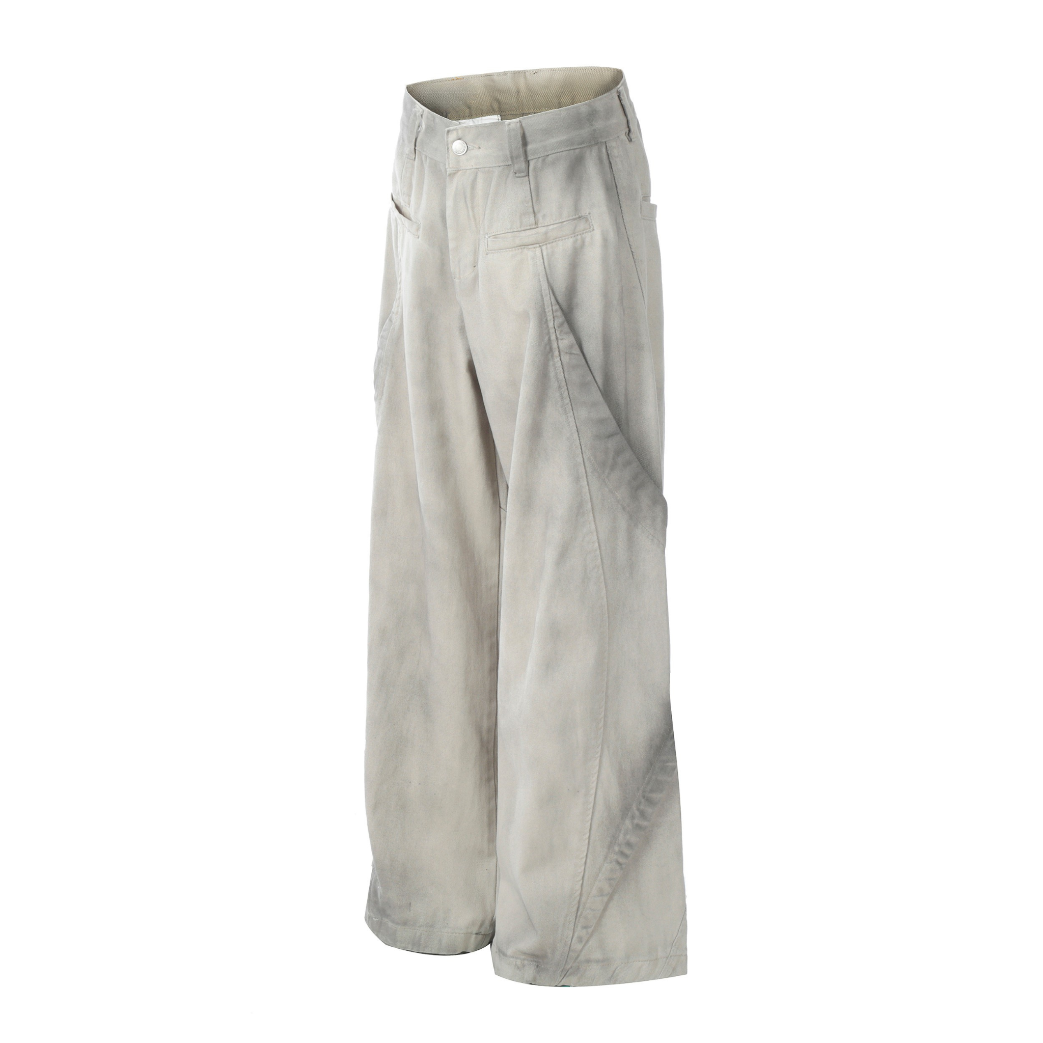 Washed Grey Wide-Leg Utility Pants | 100% Cotton Streetwear