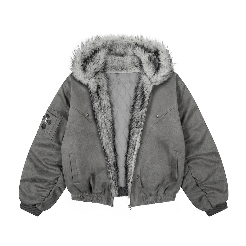 Omirad Faux-Fur Lined Suede Bomber Jacket | Oversized Streetwear