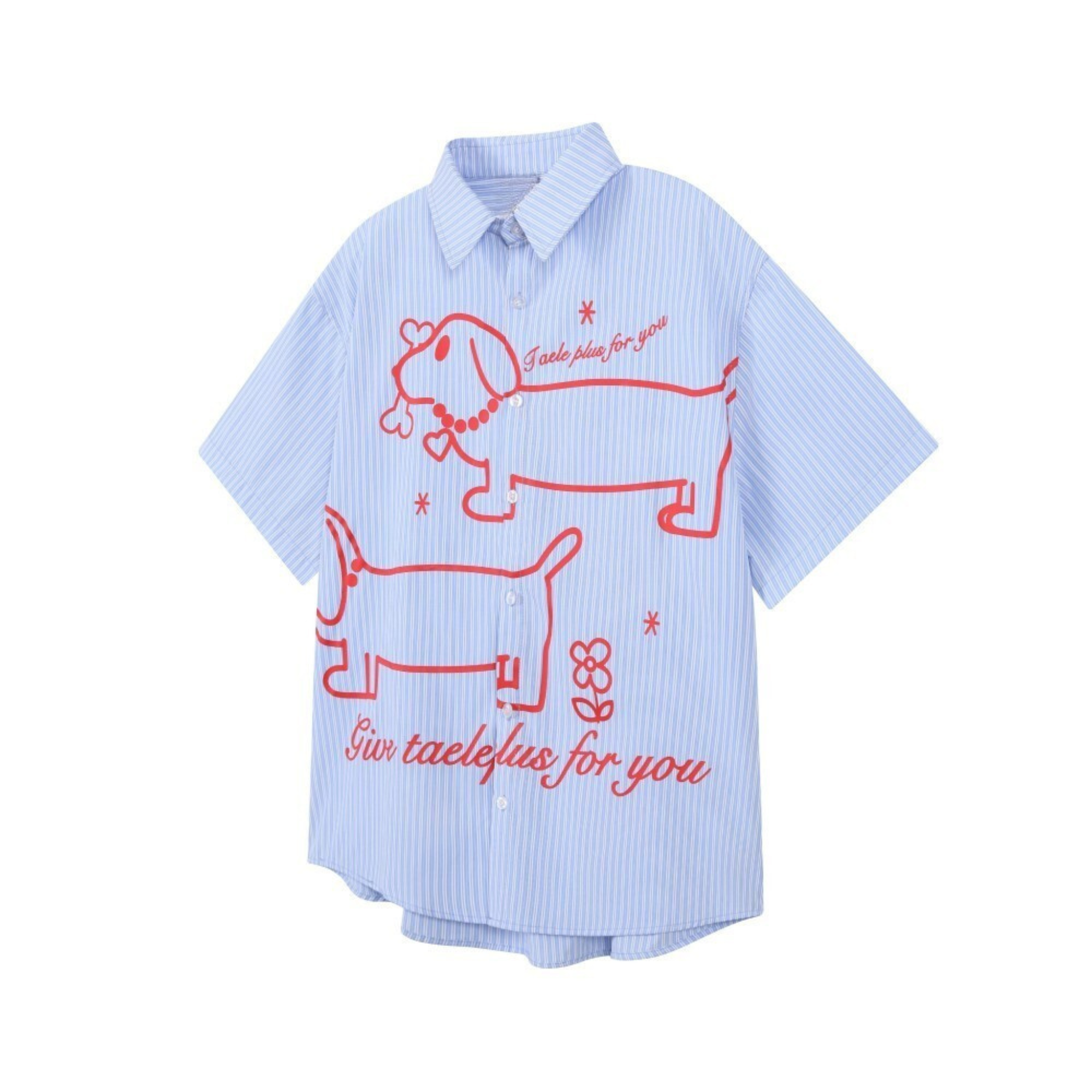 Omirad Puppy For You Striped Boxy Short-Sleeve Shirt