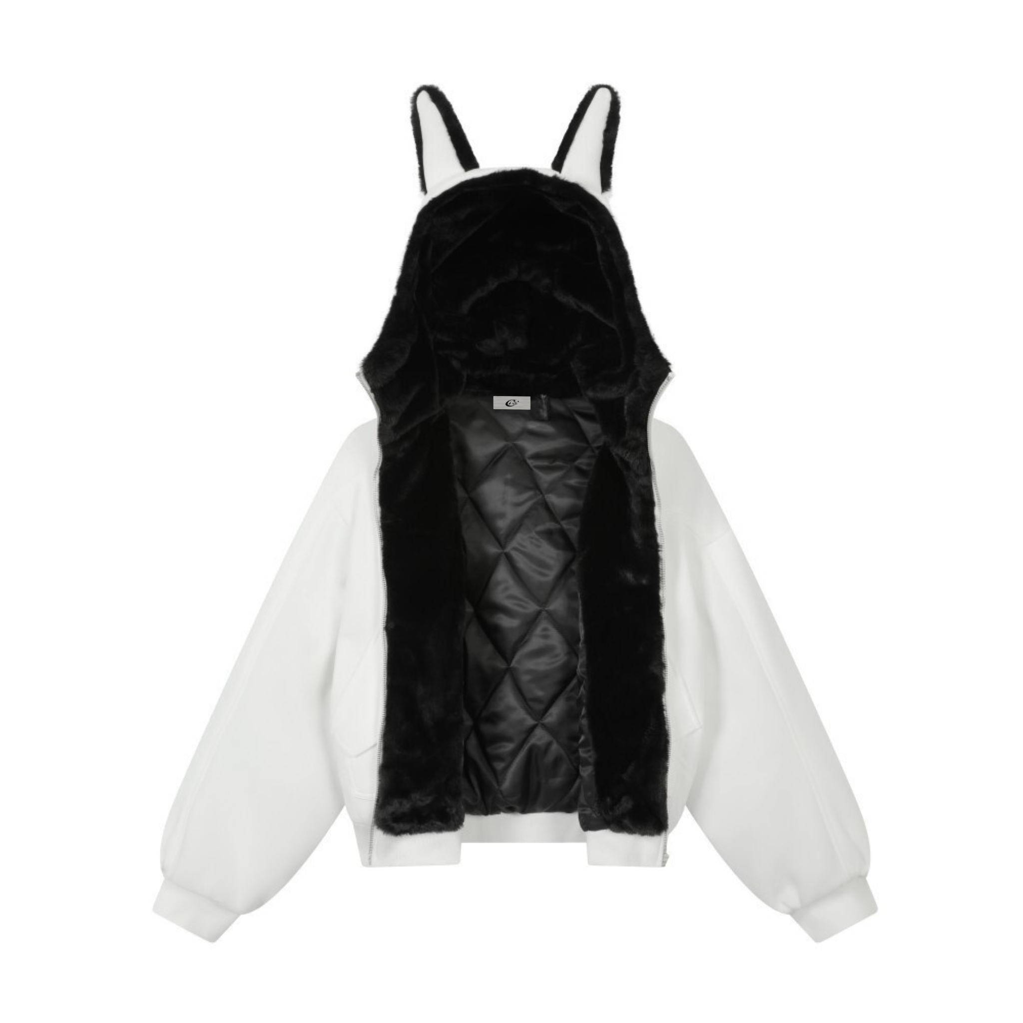 Bunny Ear Sherpa Lined Zip-Up Hoodie Jacket | Omirad