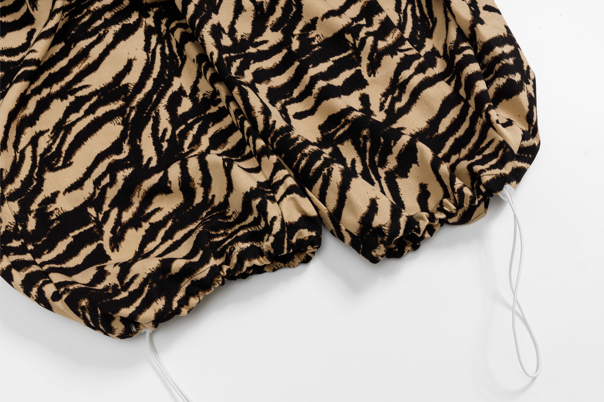 Zebra Print Wide-Leg Pants with Asymmetric Wrap Panel