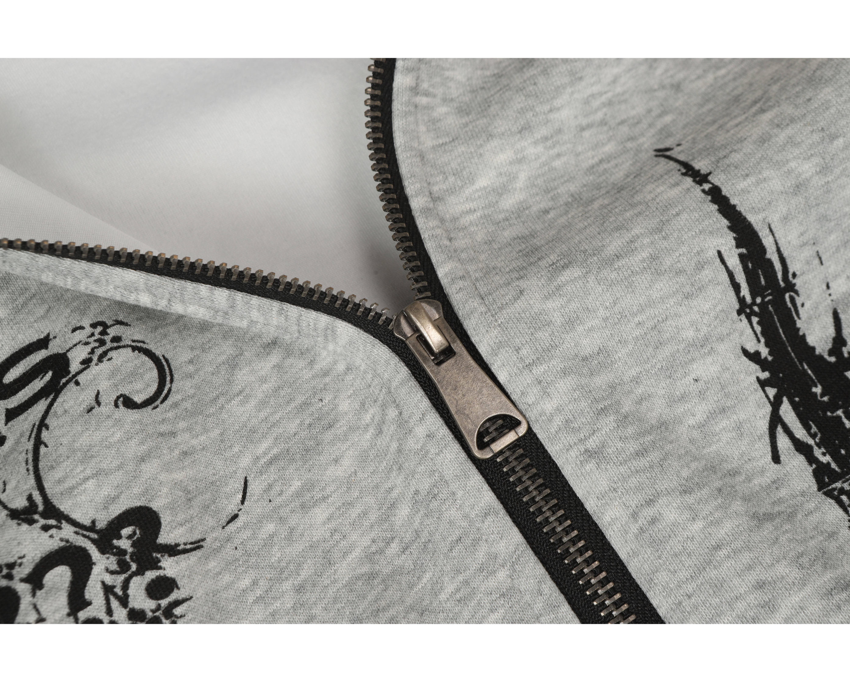 Gothic Faux Fur Hood Zip Hoodie | Medieval Knight Graphic