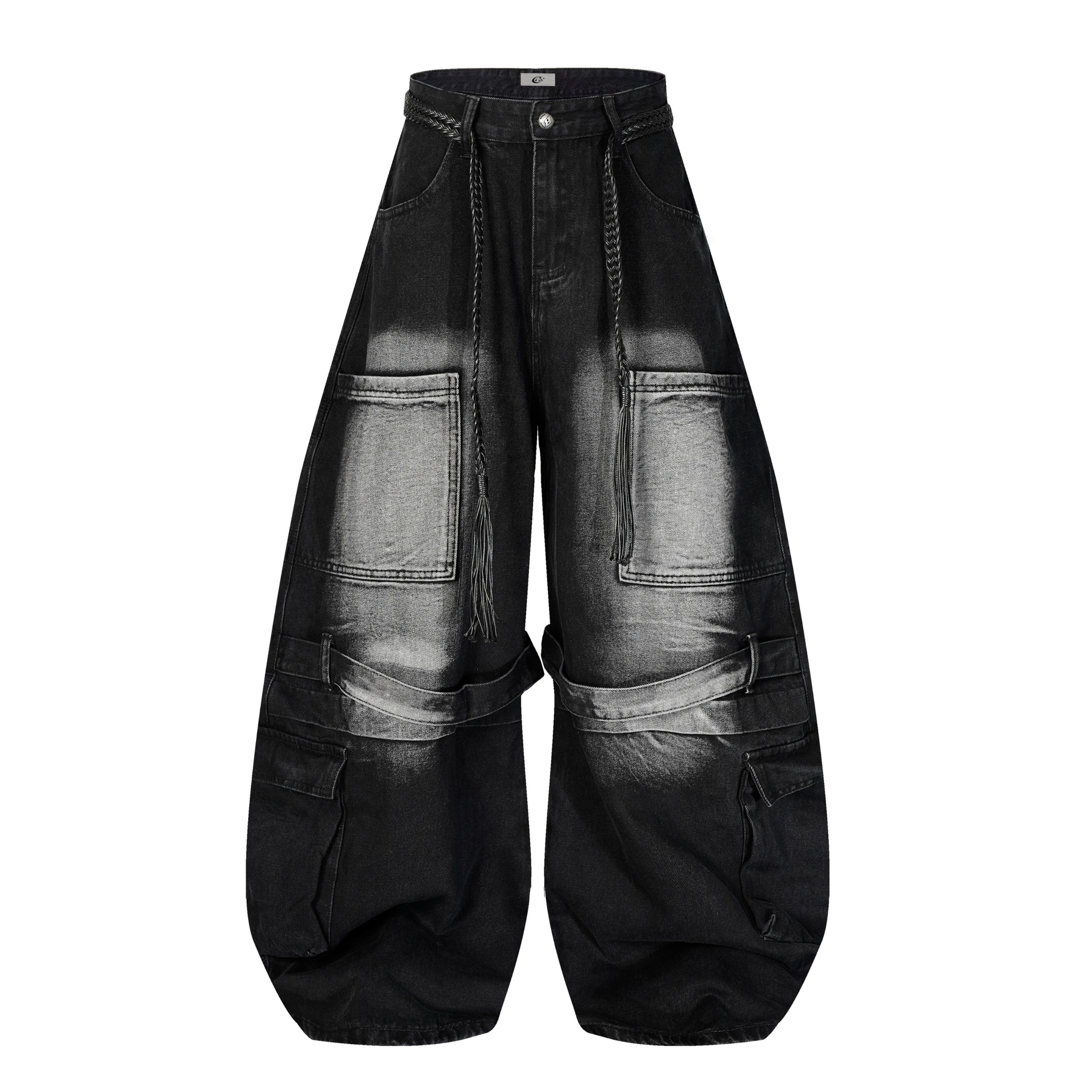 Omirad Layered Cargo Arc Jeans | Wide Leg Streetwear Denim