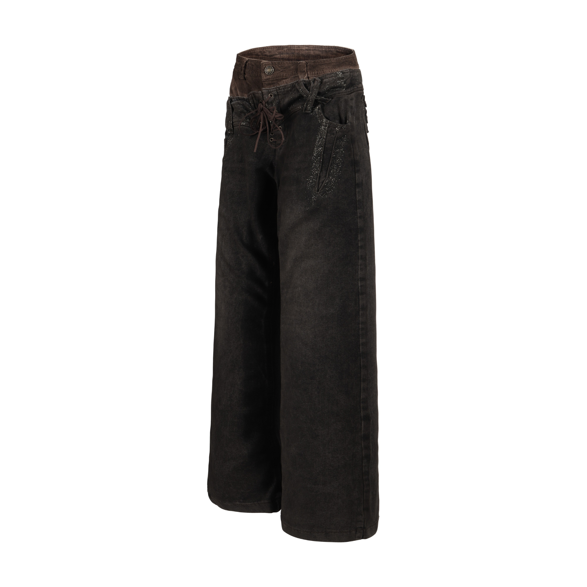 Omirad Dual-Waist Lace-Up Wide-Leg Jeans | Y2K Streetwear