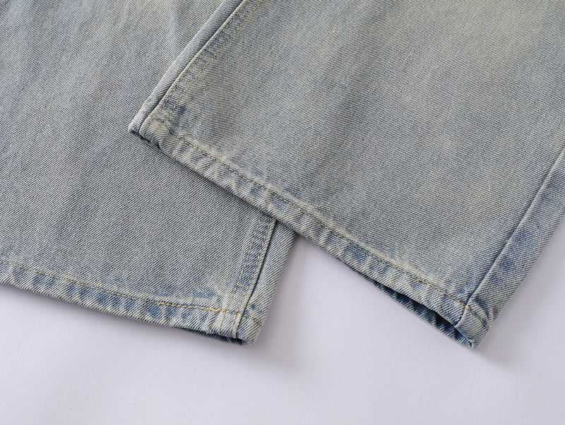 Omirad Light Fade Whisker Wide-Leg Denim Pants