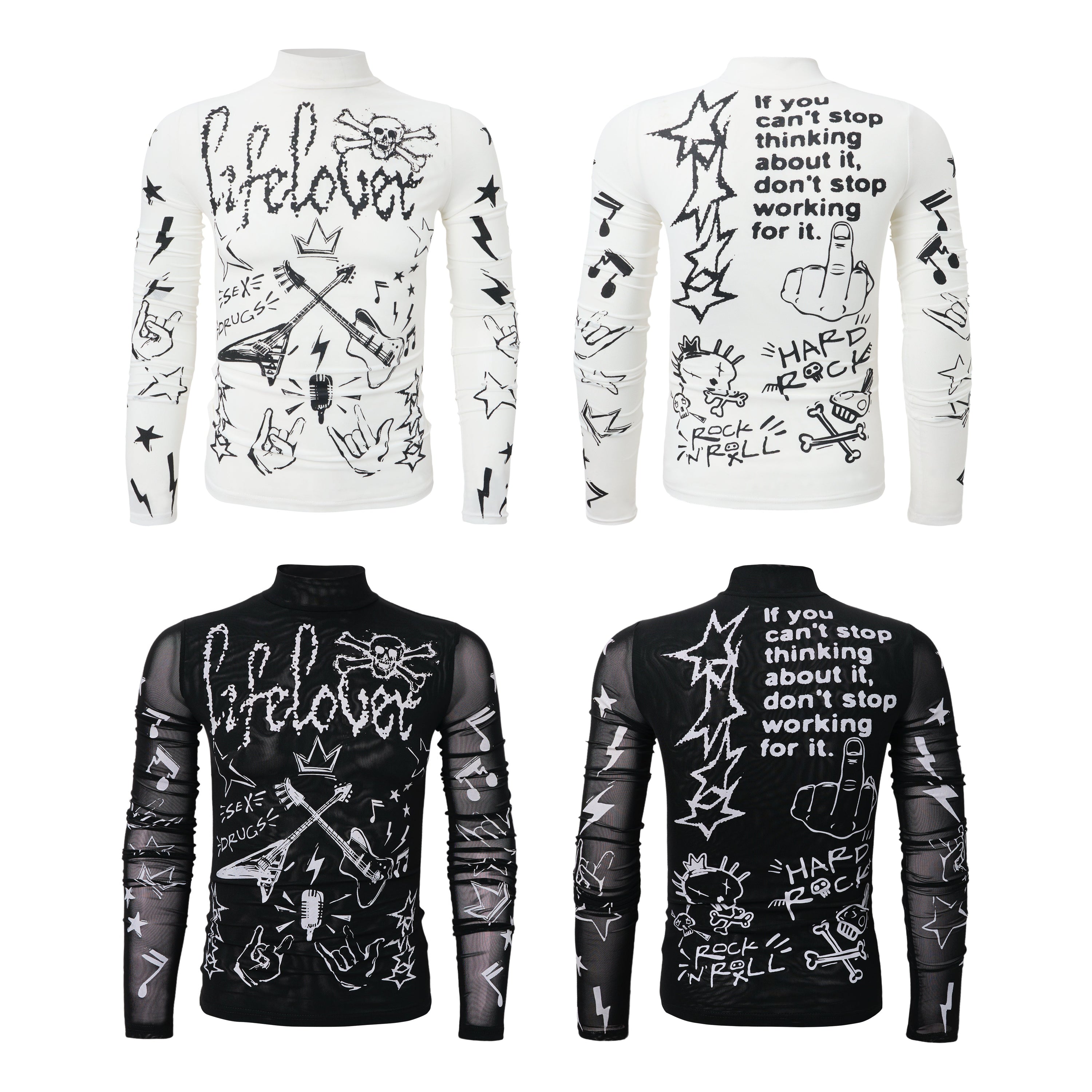 Men's Rock Graphic Long Sleeve Turtleneck Top | SEAKOFF
