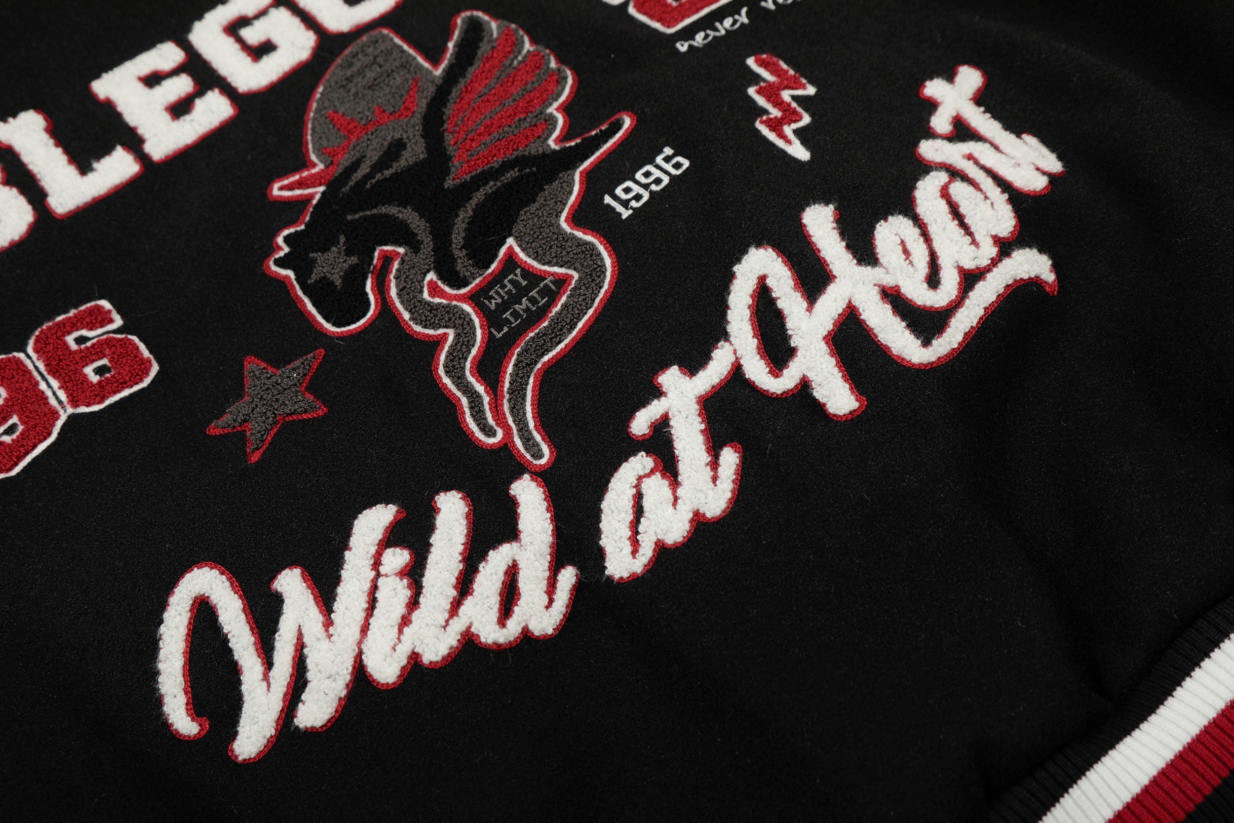 Wild at Heart Embroidered Varsity Jacket | Streetwear Bomber