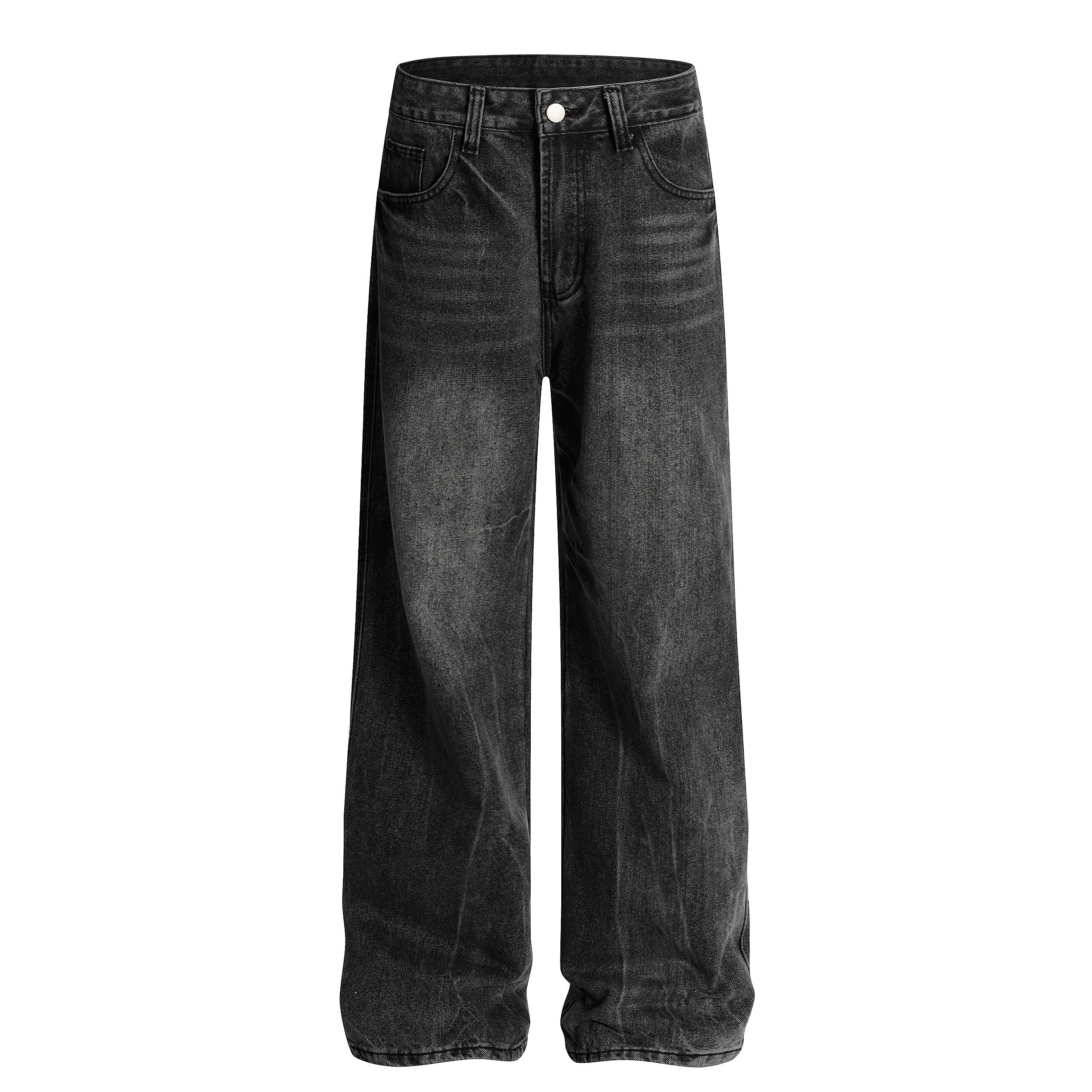 Omirad Vintage Wash Wide-Leg Jeans | Distressed Streetwear Denim