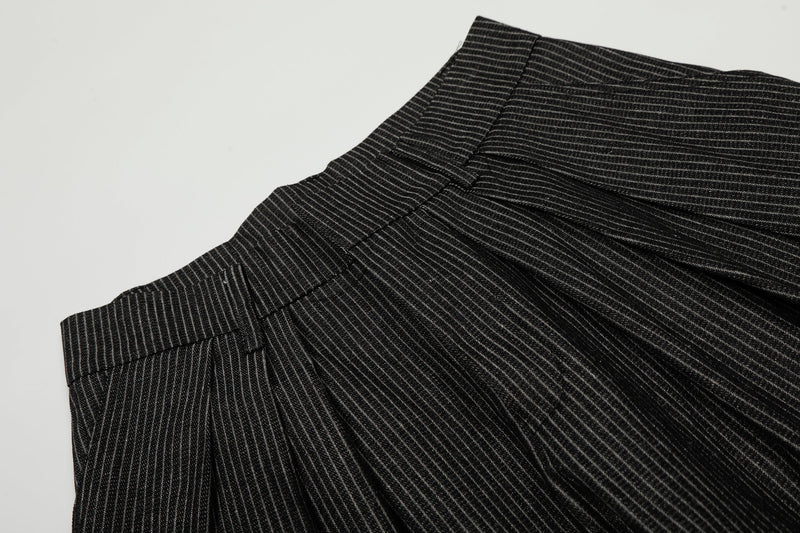 Pinstripe Wide-Leg Pleated Trousers | Relaxed Tailored Fit
