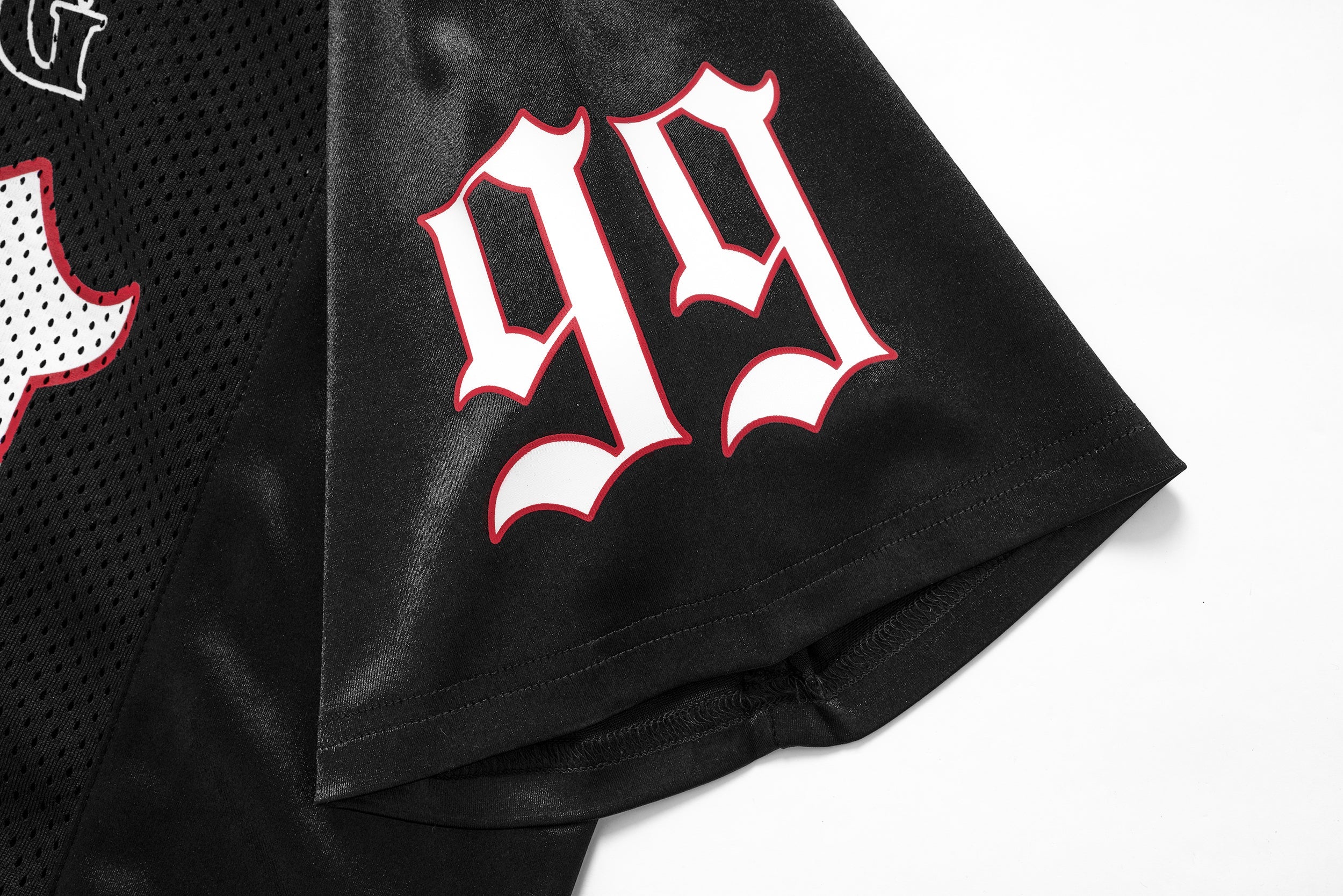 Gothic Mesh Football Jersey Tee | Oversized Streetwear Top