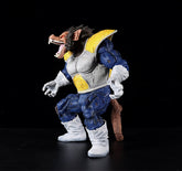 The Seakoff Great Ape Vegeta Collectible Figure, a premium 36cm action figure from Dragon Ball Z, features a humanoid creature with a gorilla-like face, blue and white armor with yellow accents, white boots and gloves, a long tail, and an open mouth with sharp teeth.