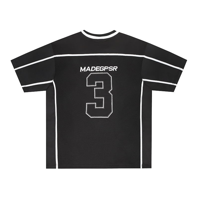 Oversized Football Jersey Tee | Mesh Varsity Number Streetwear