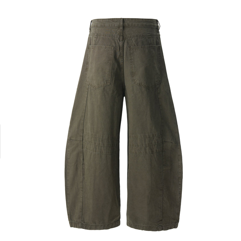 Structured Panel Barrel Wide-Leg Jeans | 100% Cotton