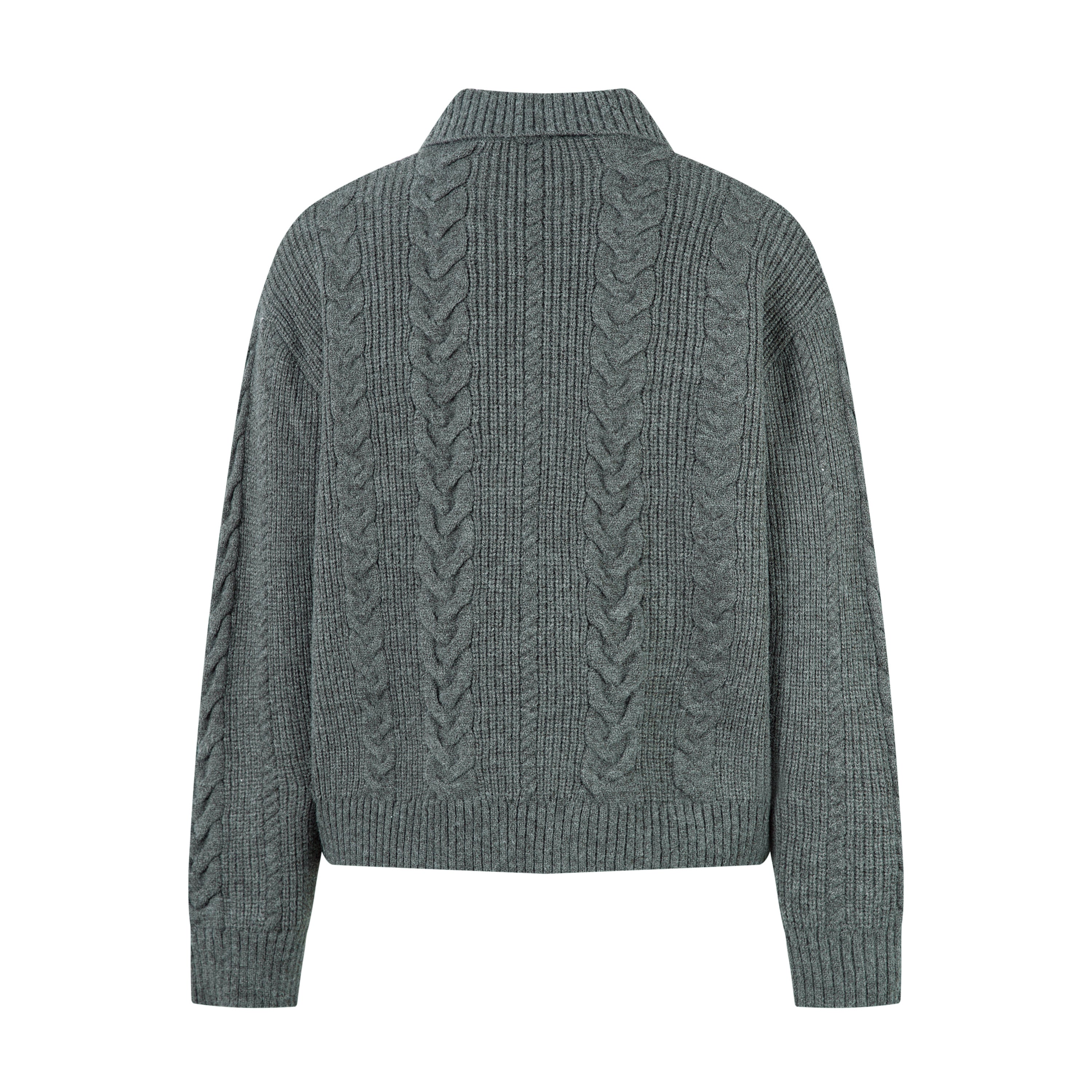 Cable Knit Zip-Up Sweater Jacket | Structured Knit Cardigan